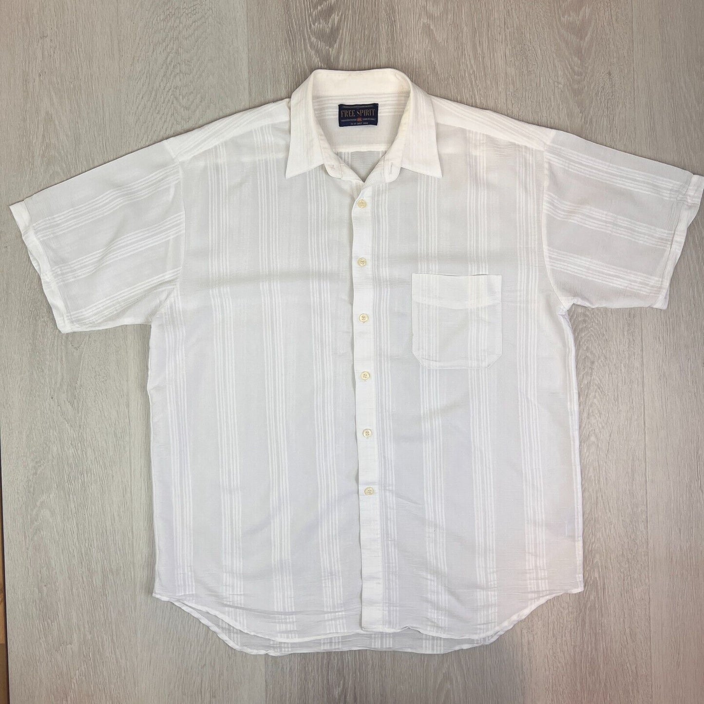 Free Spirit Mens White Short Sleeve Button Up Shirt Size 2XL