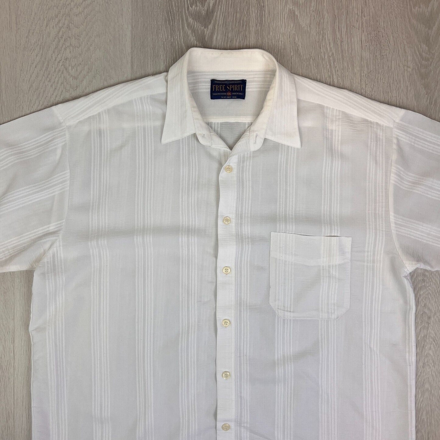 Free Spirit Mens White Short Sleeve Button Up Shirt Size 2XL