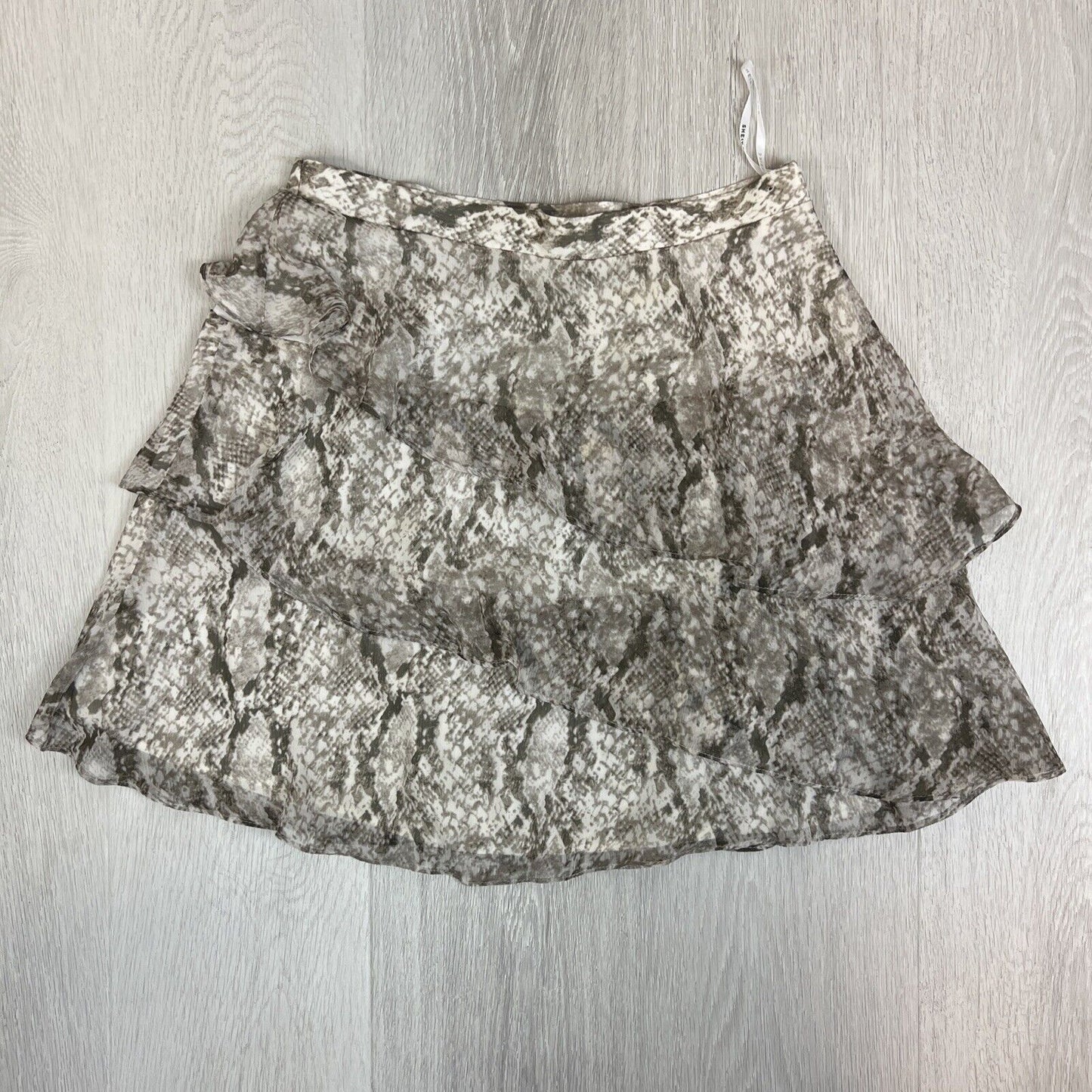 Sheike Womens Snake Pattern Ruffles A-Line Skirt Size 12