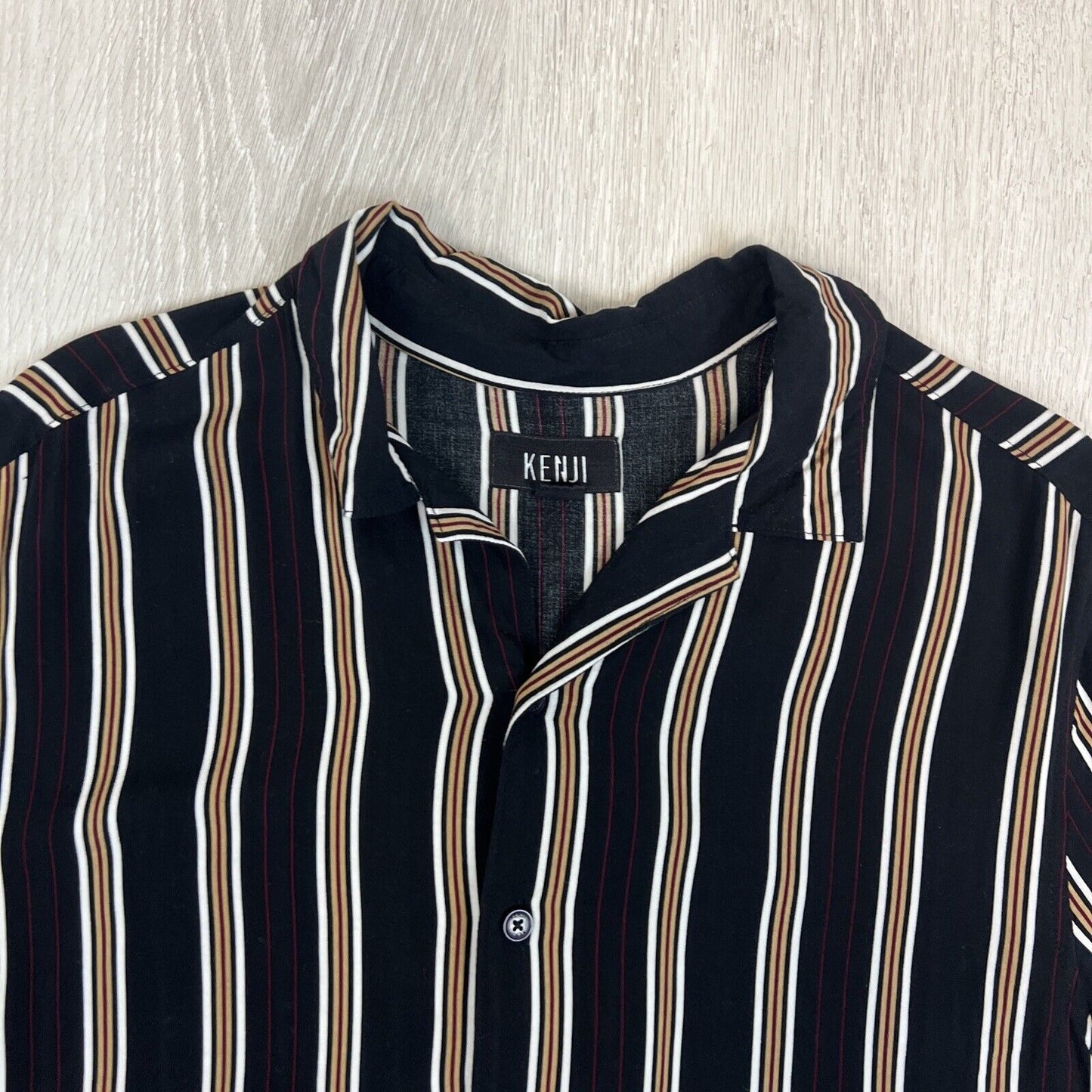 Kenji Mens Striped Casual Short Sleeve Button Up Shirt Size Large