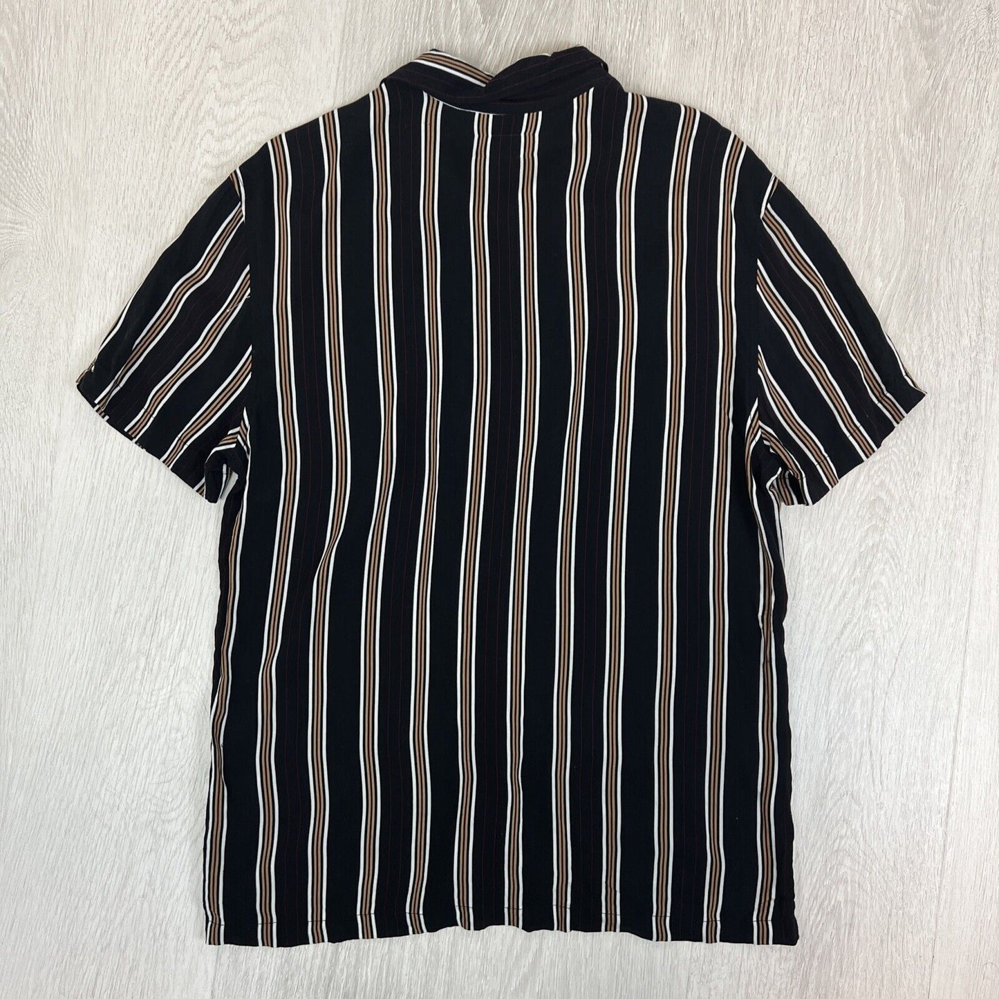 Kenji Mens Striped Casual Short Sleeve Button Up Shirt Size Large