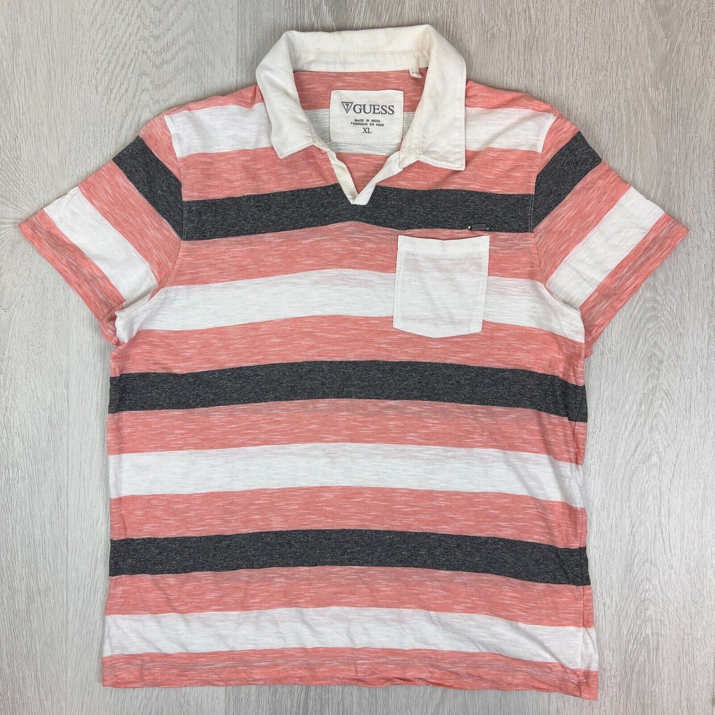 Guess Mens Striped Short Sleeve Polo Shirt Size XL