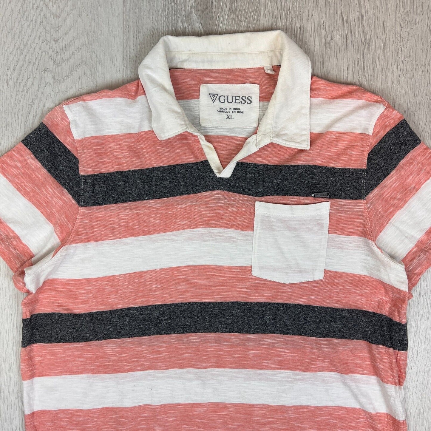 Guess Mens Striped Short Sleeve Polo Shirt Size XL