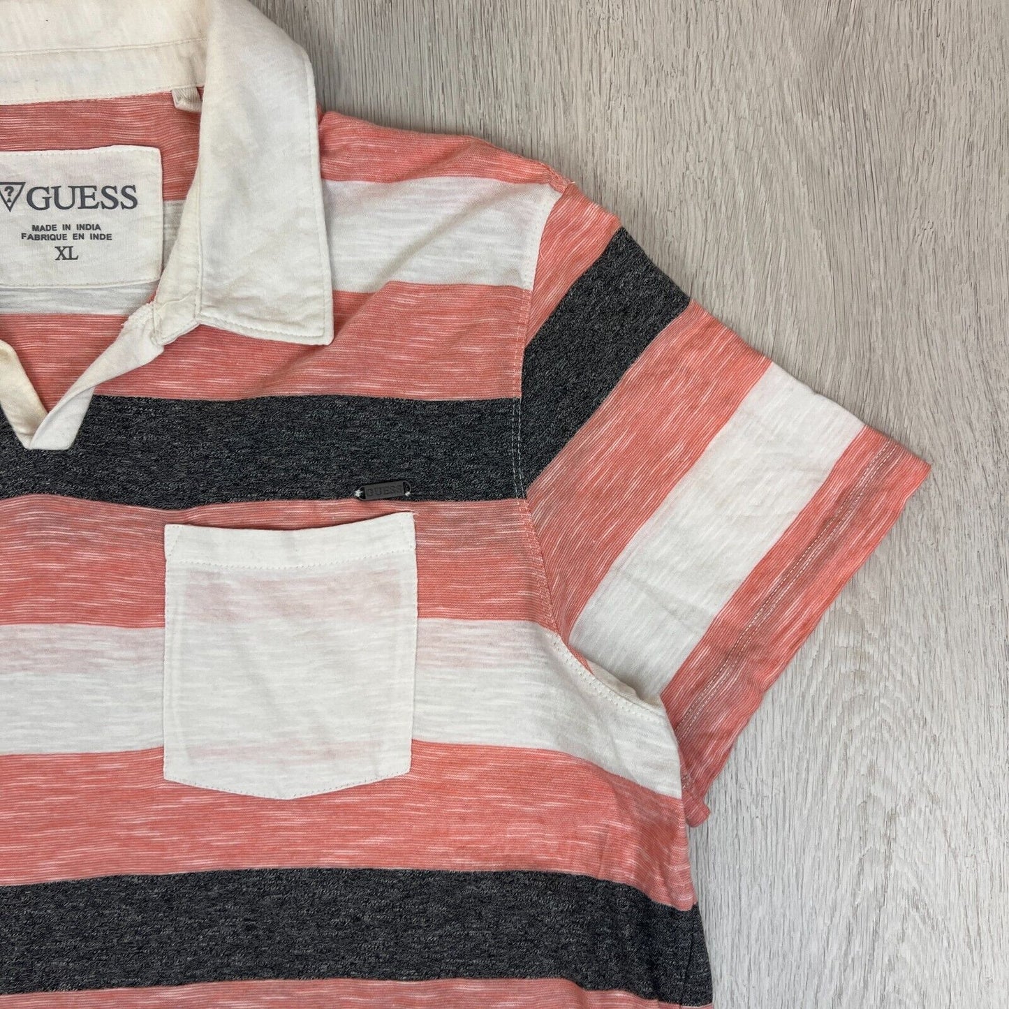 Guess Mens Striped Short Sleeve Polo Shirt Size XL