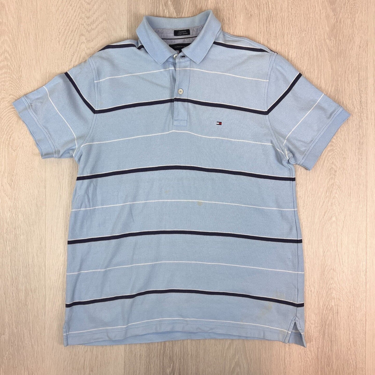 Tommy Hilfiger Mens Custom Fit Short Sleeve Polo Shirts Size Large (2 T-Shirts