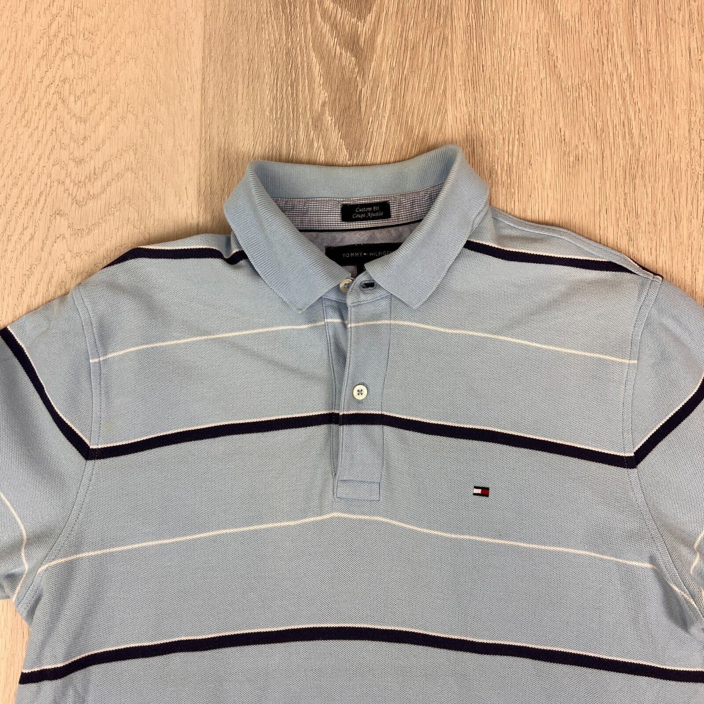 Tommy Hilfiger Mens Custom Fit Short Sleeve Polo Shirts Size Large (2 T-Shirts