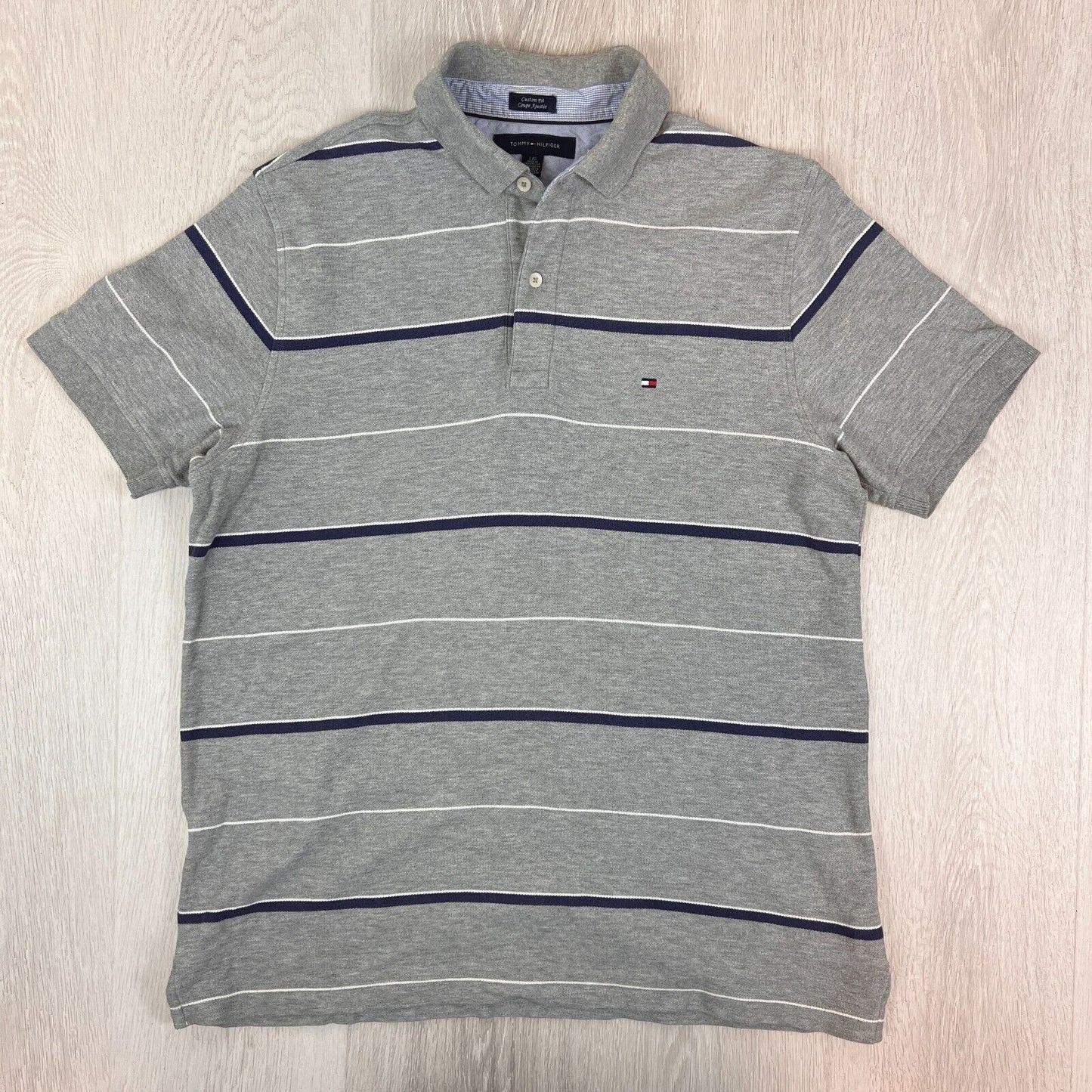 Tommy Hilfiger Mens Custom Fit Short Sleeve Polo Shirts Size Large (2 T-Shirts