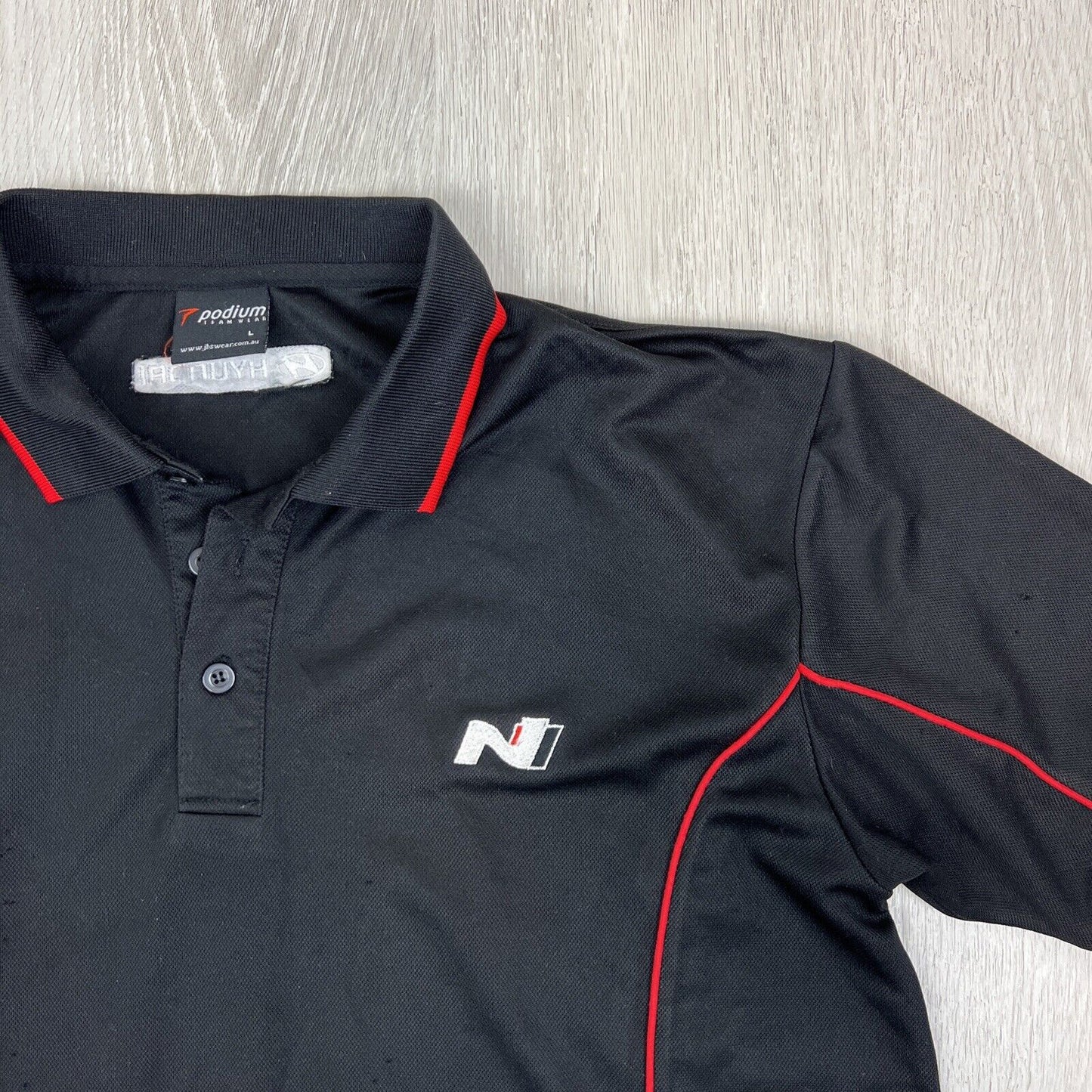 Podium Hyundai N Mens Black Short Sleeve Polo Shirt Size Large