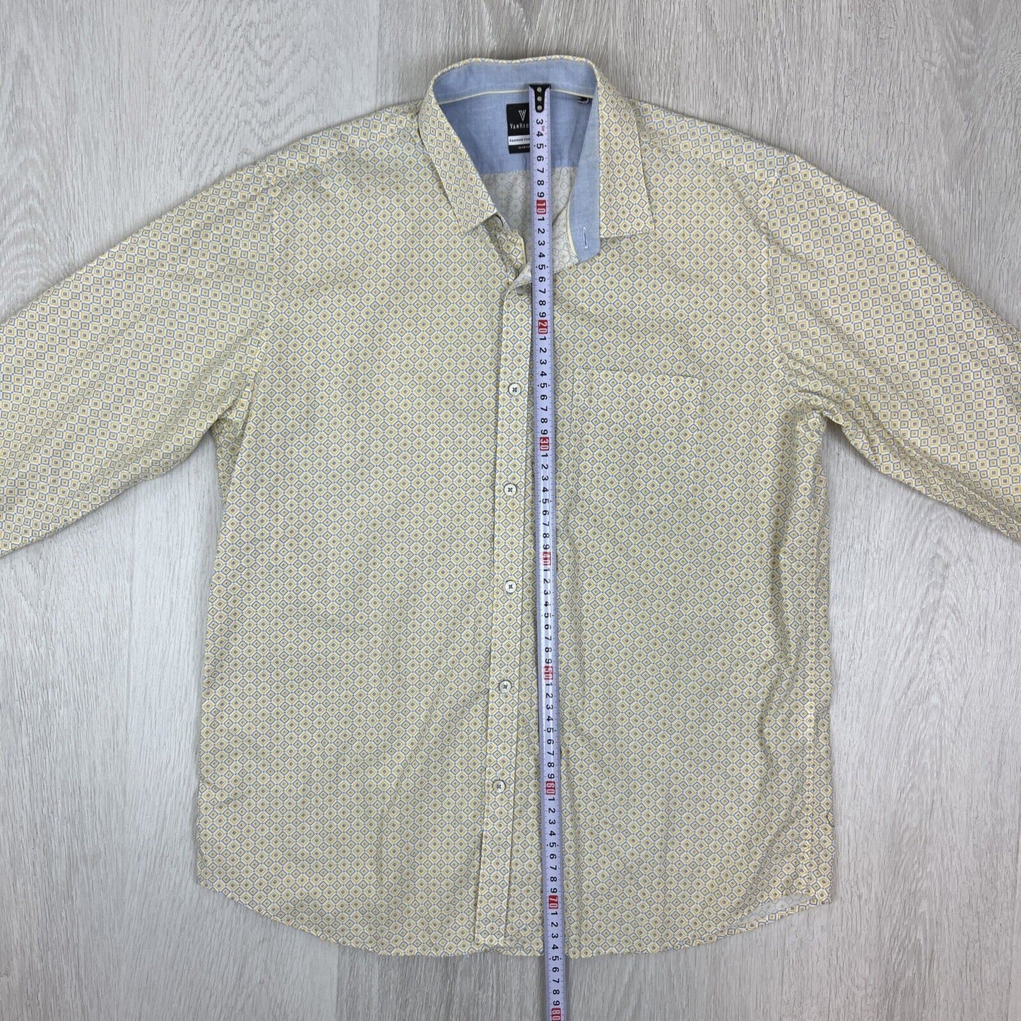 Van Heusen Slim Fit Mens Yellow Long Sleeve Button Up Shirt Size 42