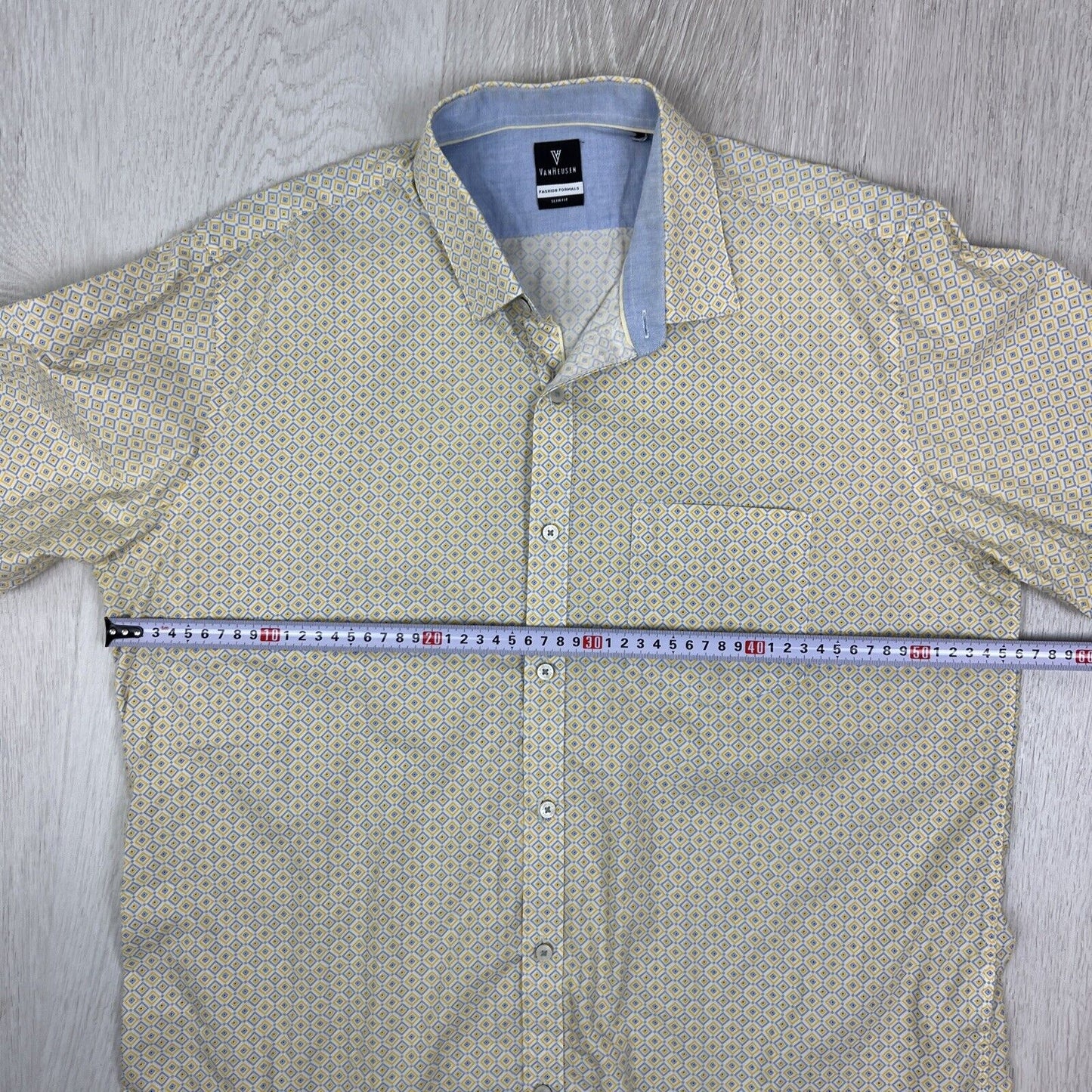 Van Heusen Slim Fit Mens Yellow Long Sleeve Button Up Shirt Size 42
