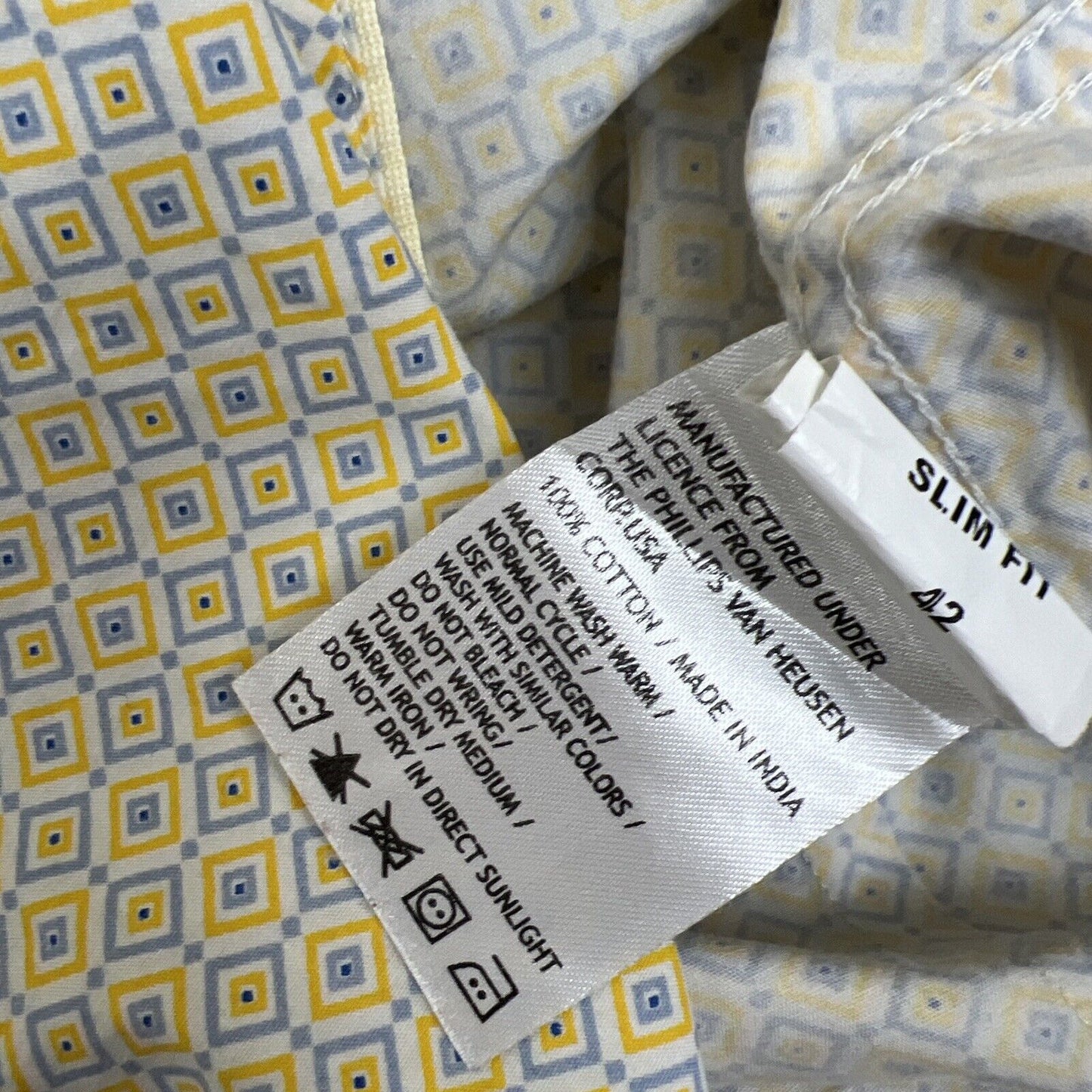 Van Heusen Slim Fit Mens Yellow Long Sleeve Button Up Shirt Size 42