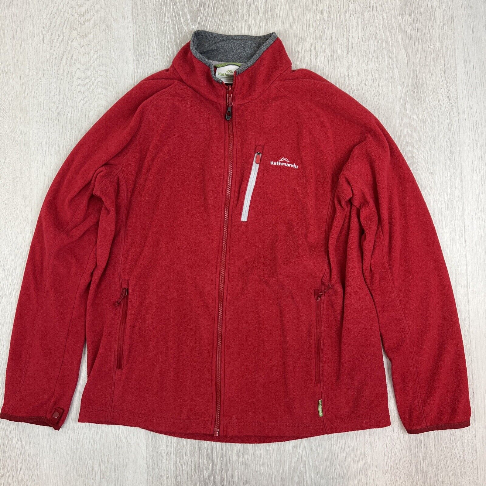 Kathmandu Mens Red Full Zip Polar Fleece Altica 100 Jumper Size large Shire Thrift