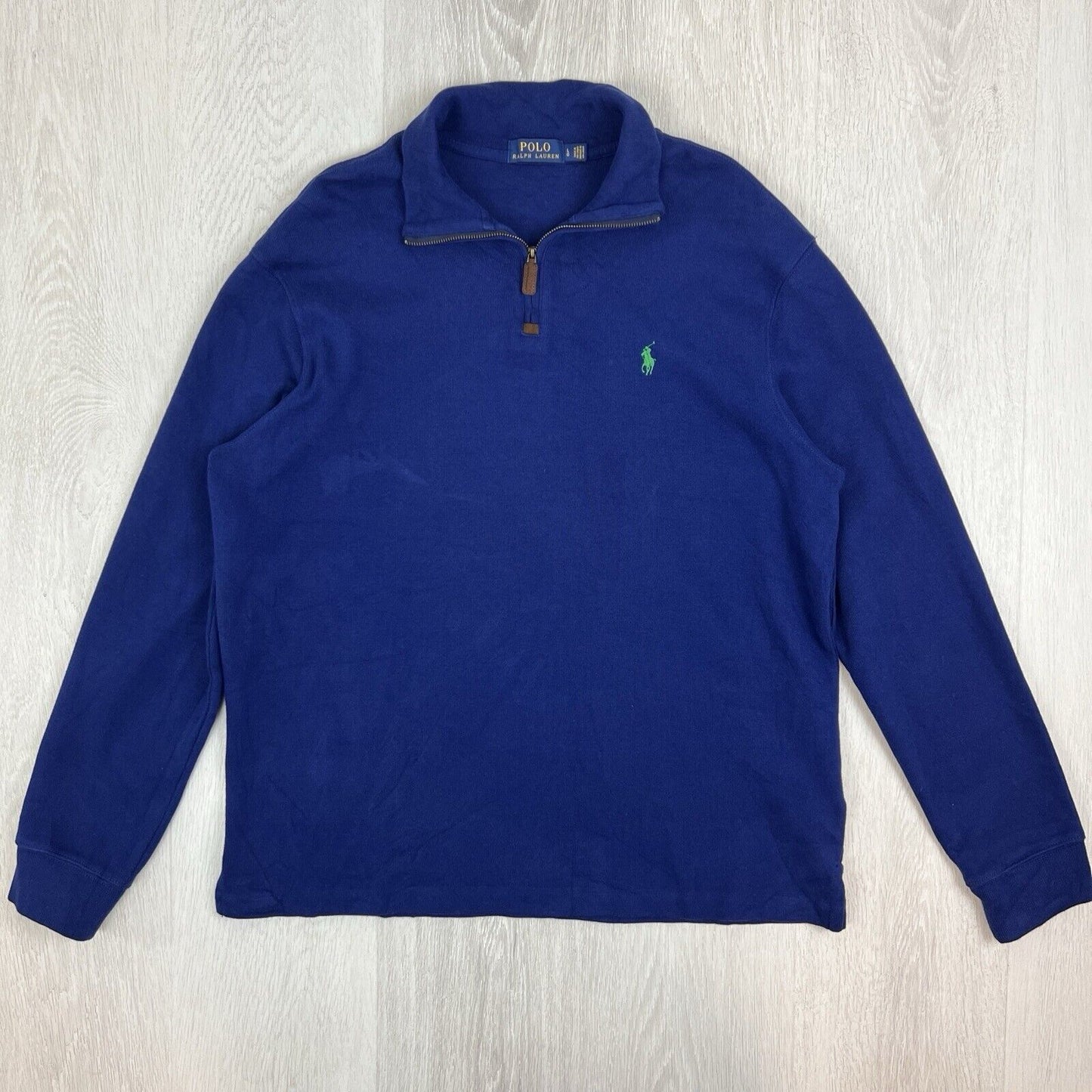 Polo Ralph Lauren Men’s Blue 1/4 Zip Knitted Sweater Jumper Size Large
