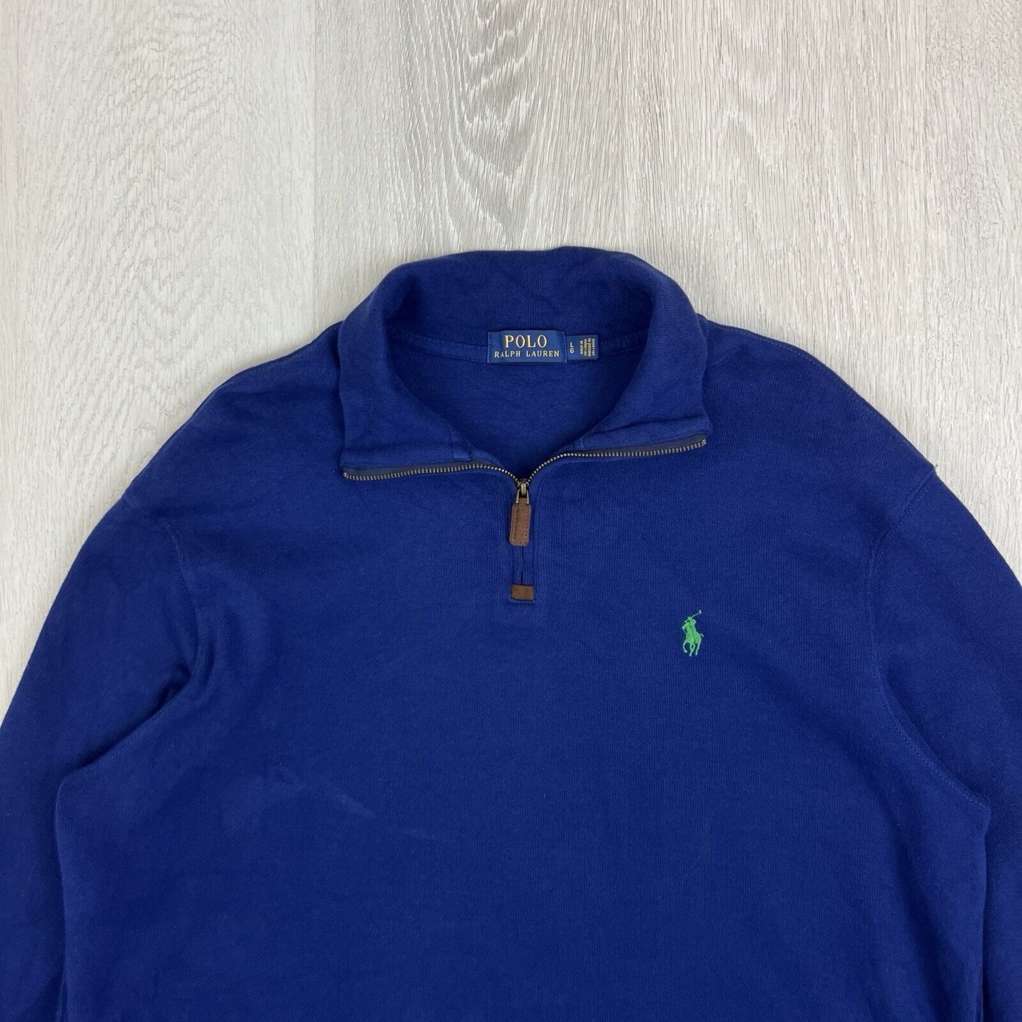 Polo Ralph Lauren Men’s Blue 1/4 Zip Knitted Sweater Jumper Size Large