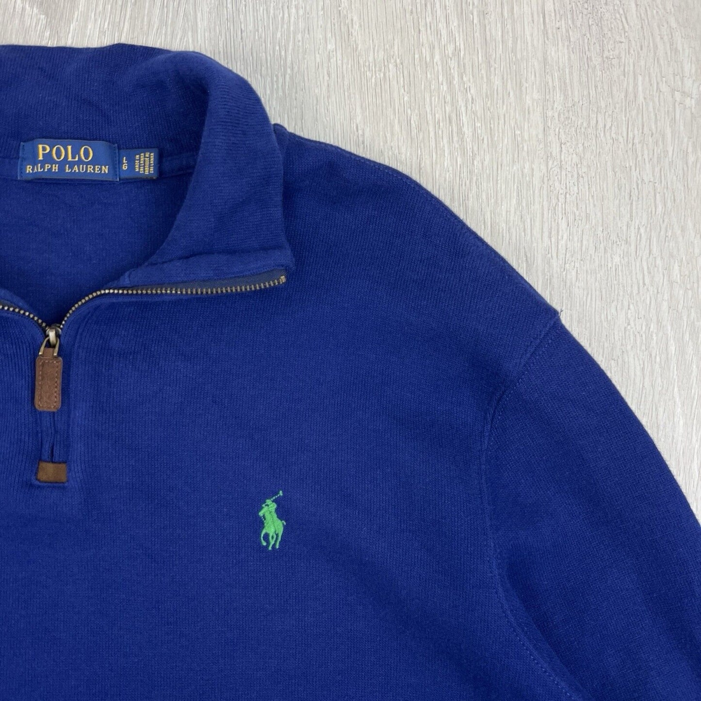 Polo Ralph Lauren Men’s Blue 1/4 Zip Knitted Sweater Jumper Size Large