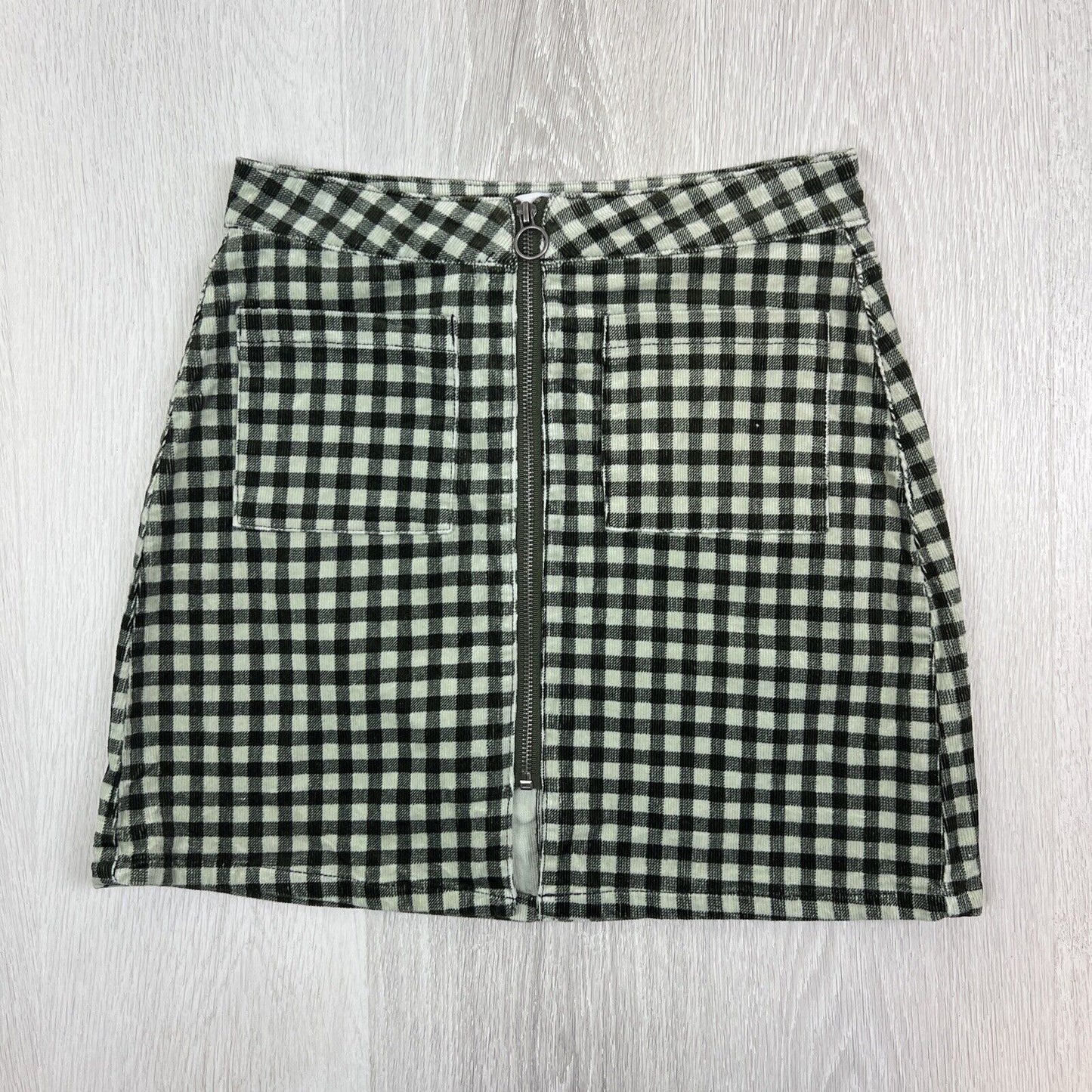Ghanda Womens Check Corduroy Mini Skirt Size 8