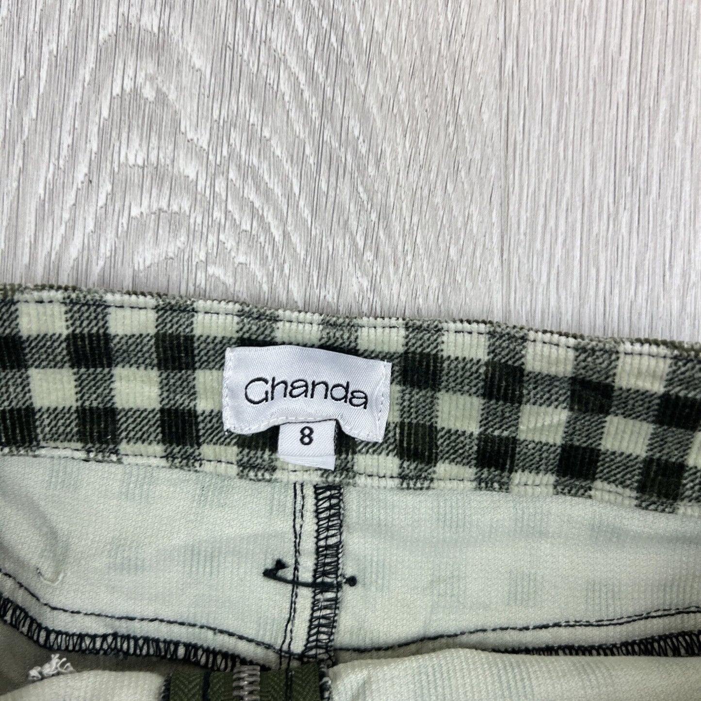 Ghanda Womens Check Corduroy Mini Skirt Size 8