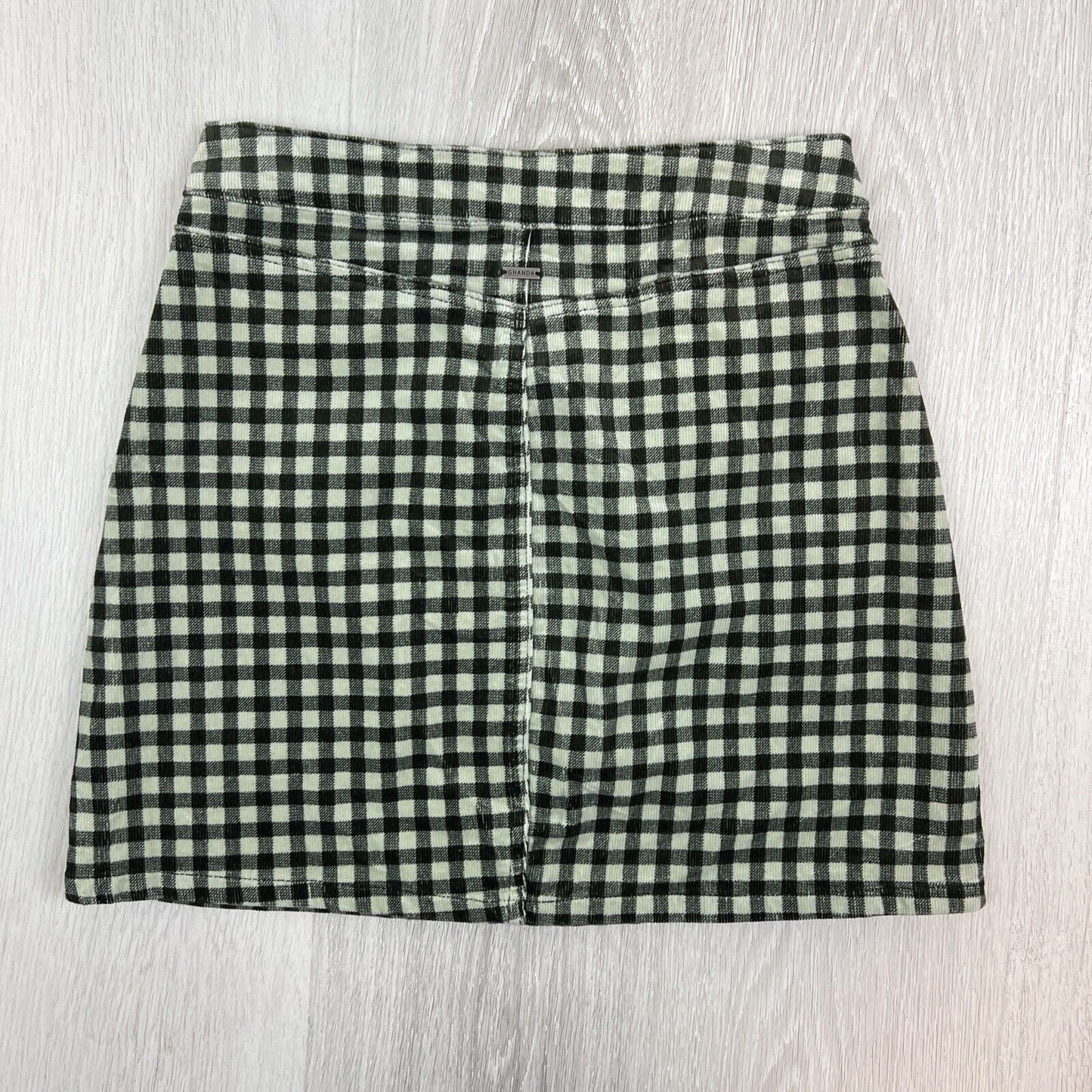Ghanda Womens Check Corduroy Mini Skirt Size 8