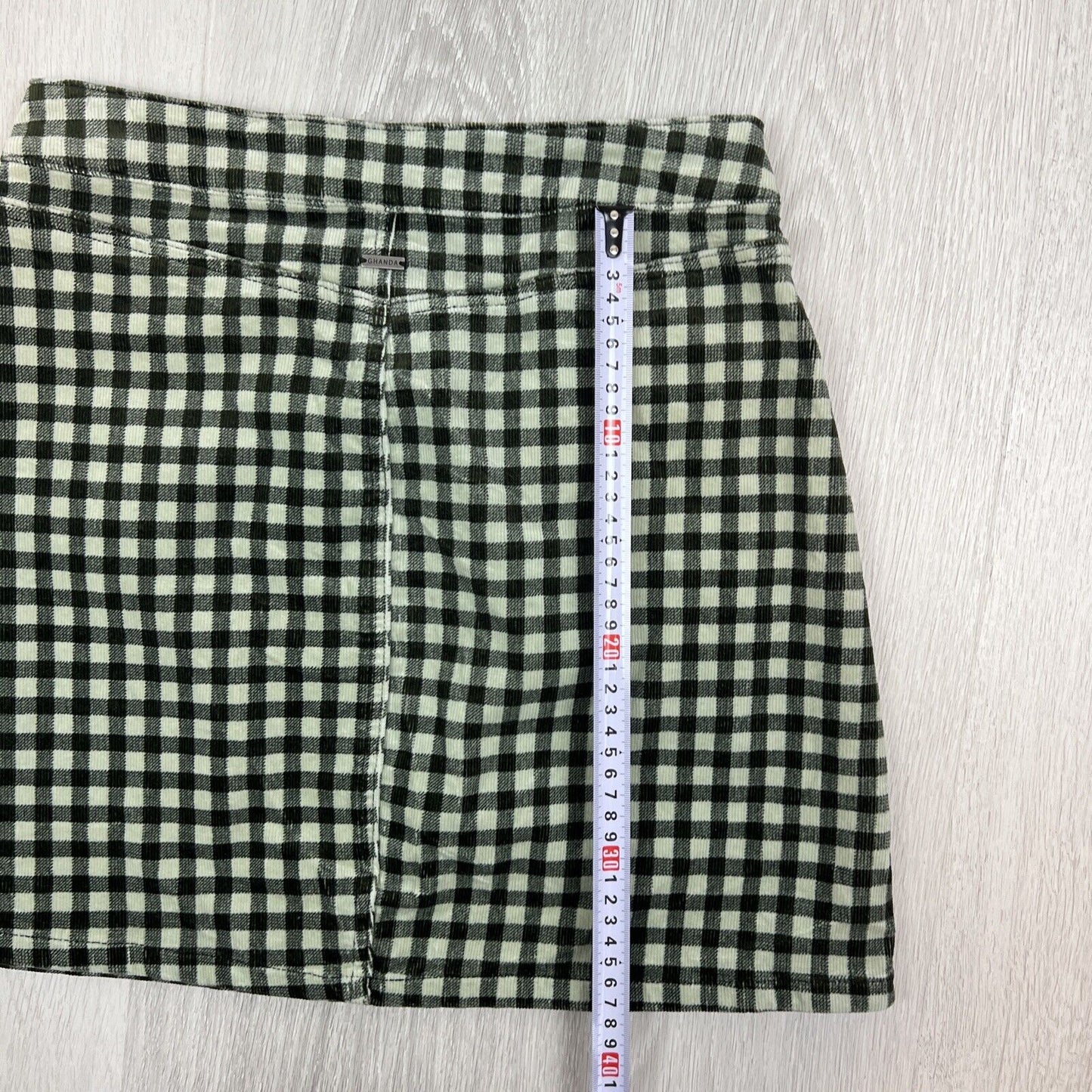Ghanda Womens Check Corduroy Mini Skirt Size 8