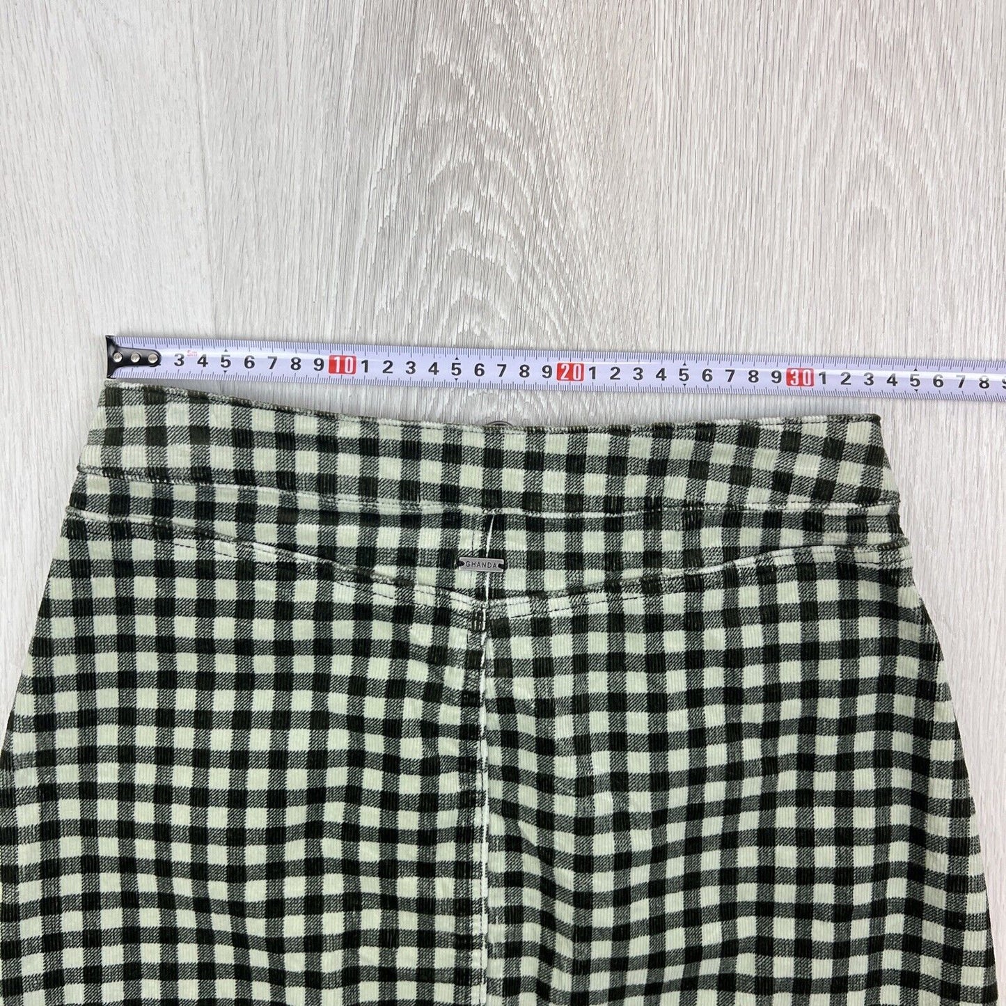 Ghanda Womens Check Corduroy Mini Skirt Size 8