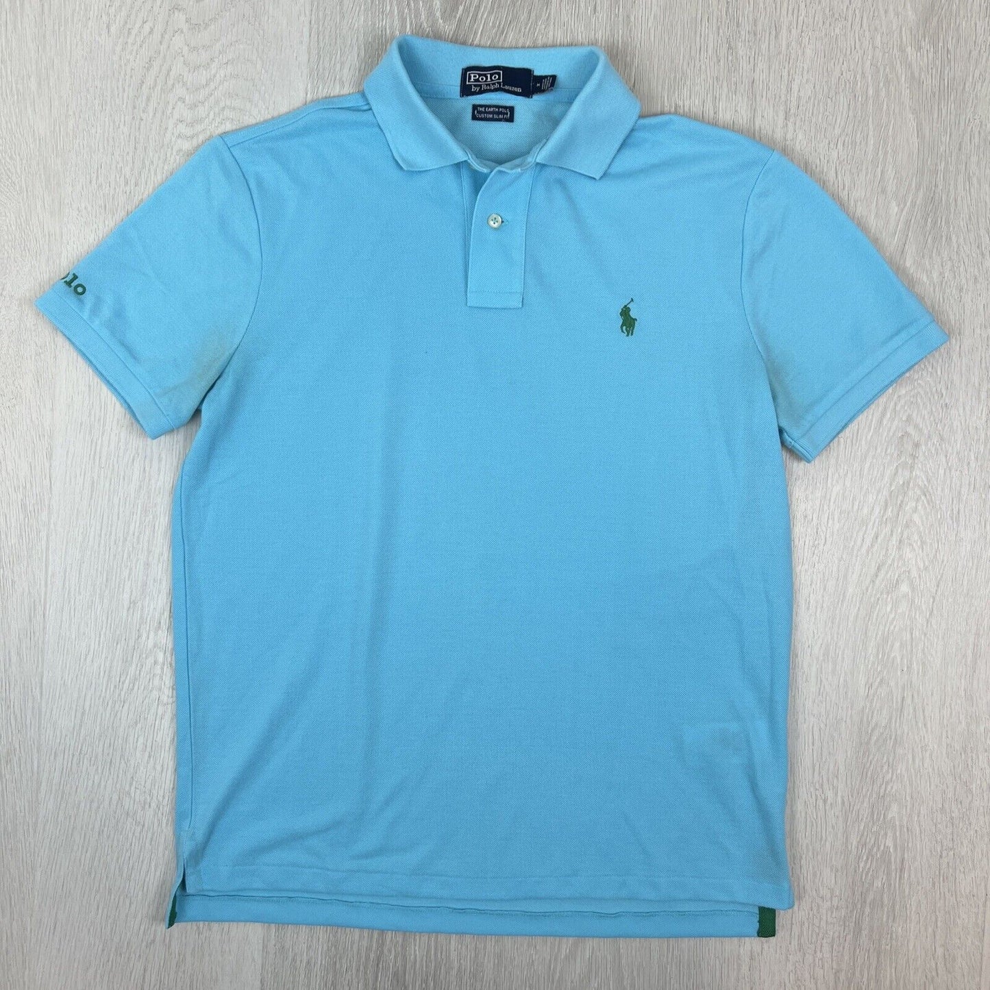 Polo Ralph Lauren Mens The Earth Polo Custom Slim Fit Blue Polo Shirt Size M