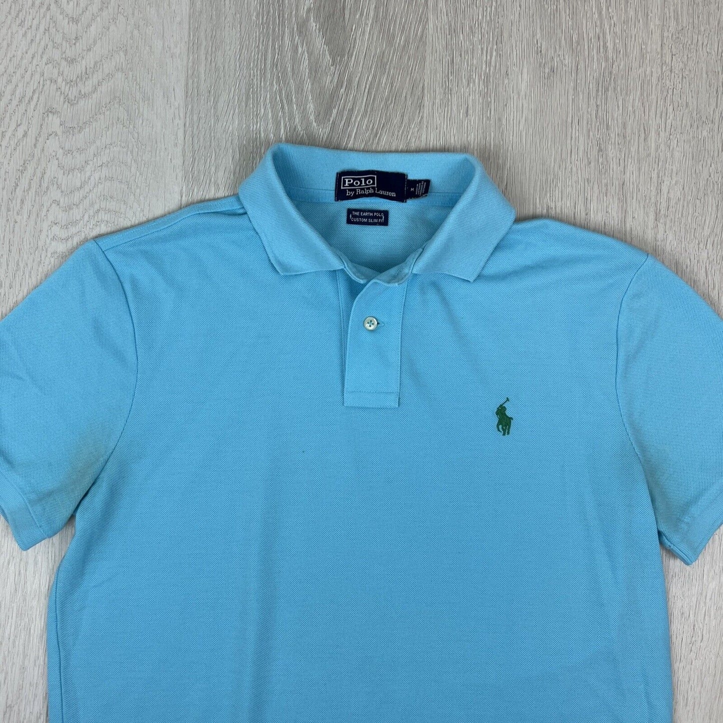 Polo Ralph Lauren Mens The Earth Polo Custom Slim Fit Blue Polo Shirt Size M