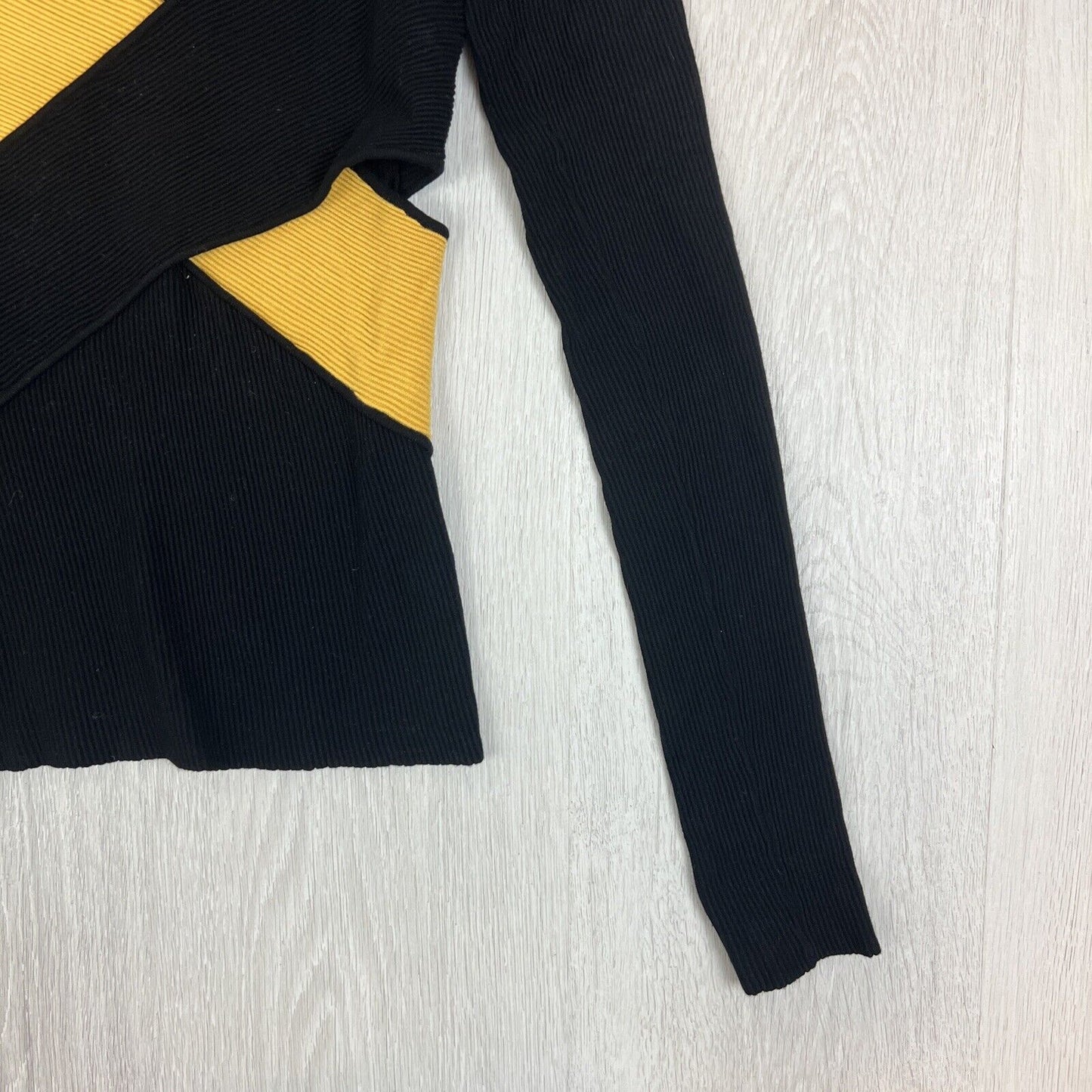 P.E Nation Womens Black Ribbed Cutout Activewear Long Sleeve Top Size Small