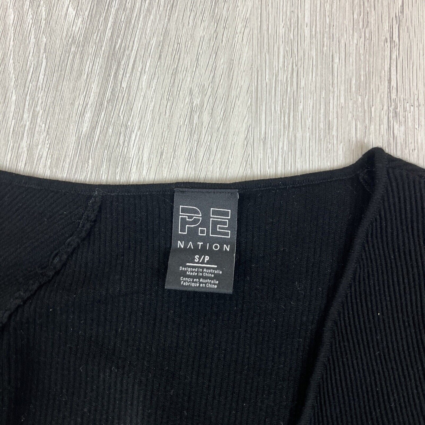 P.E Nation Womens Black Ribbed Cutout Activewear Long Sleeve Top Size Small