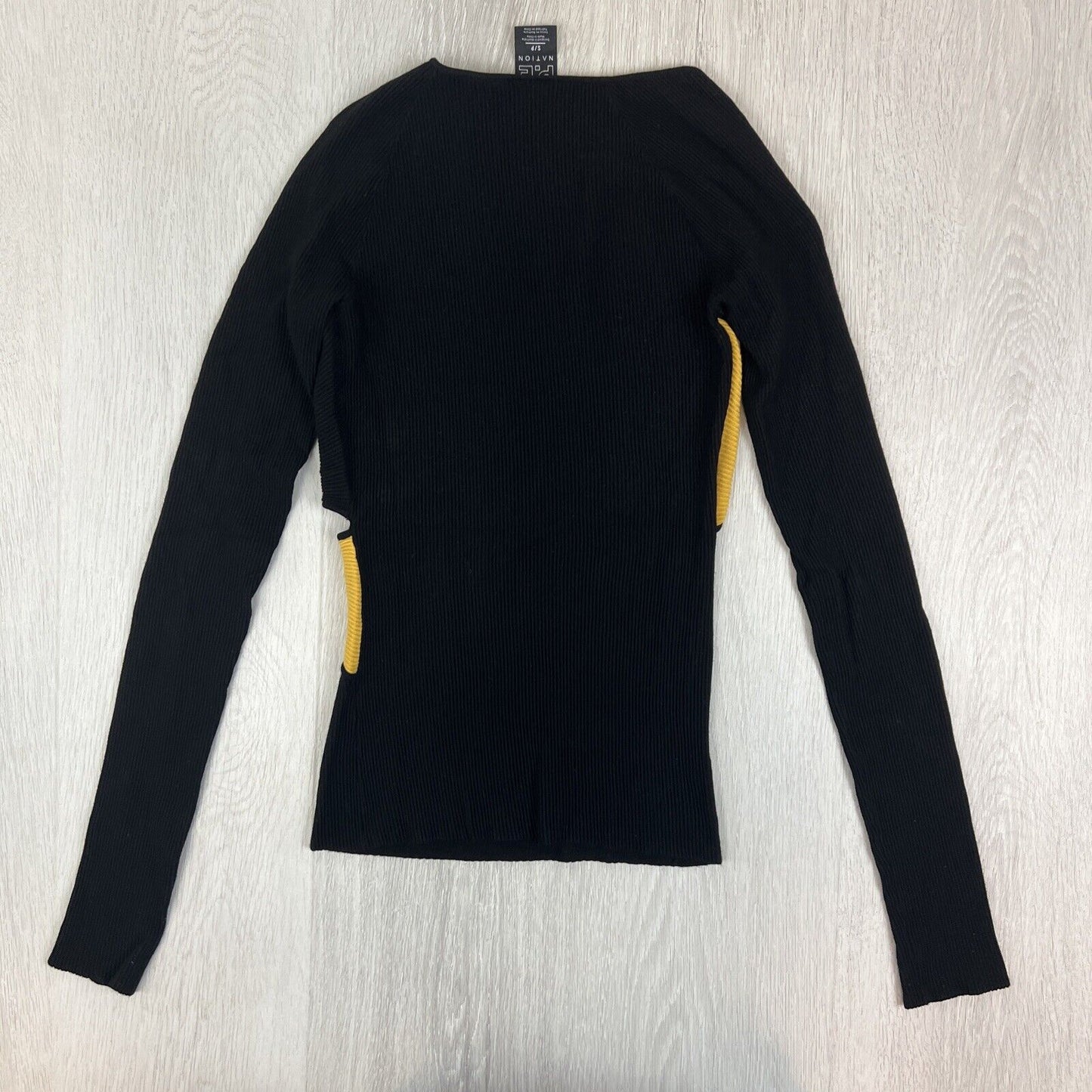 P.E Nation Womens Black Ribbed Cutout Activewear Long Sleeve Top Size Small