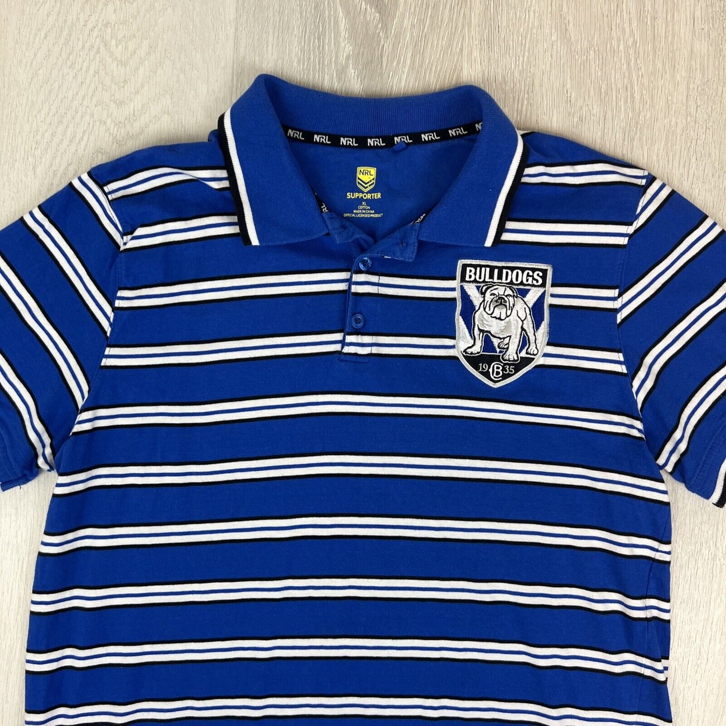 NRL Support Mens Canterbury Bankstown Bulldogs Mens Striped Polo Shirt Size XL