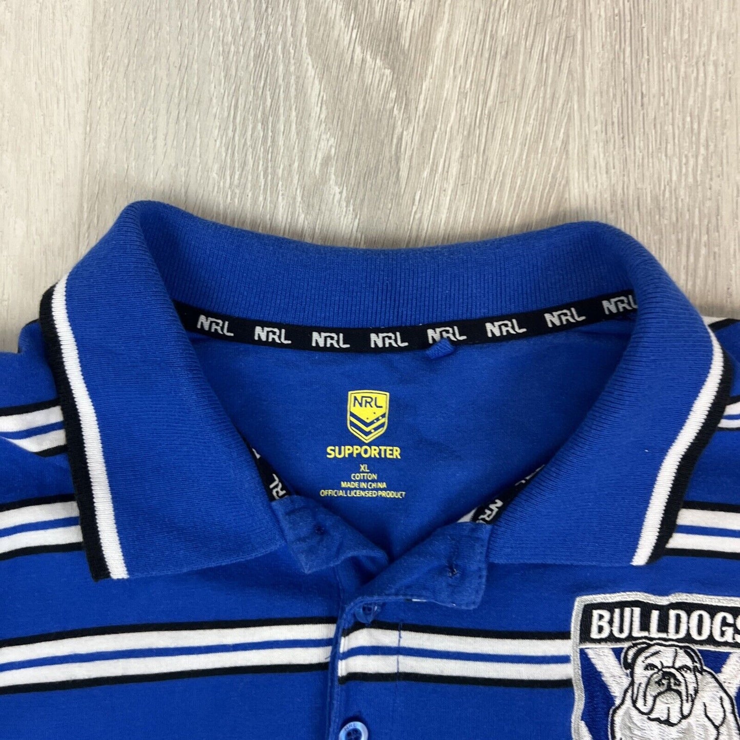 NRL Support Mens Canterbury Bankstown Bulldogs Mens Striped Polo Shirt Size XL