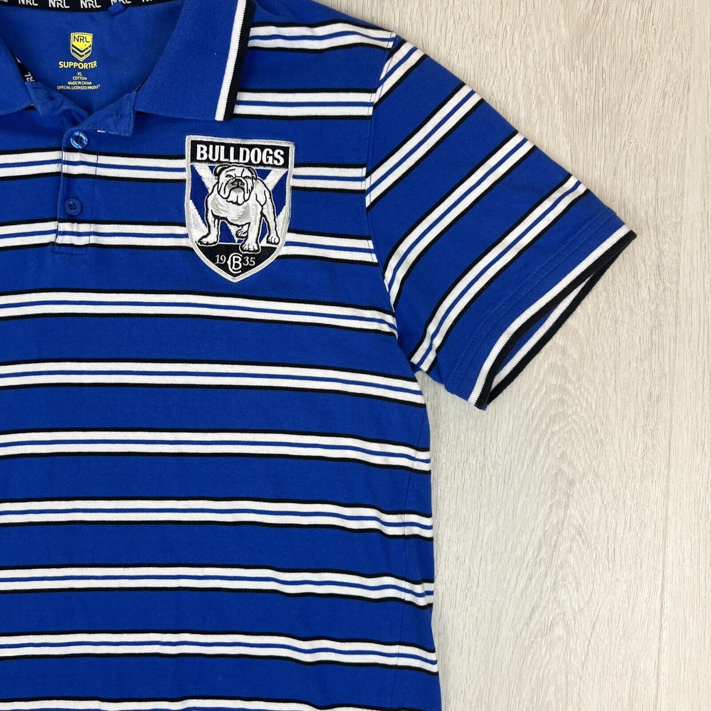 NRL Support Mens Canterbury Bankstown Bulldogs Mens Striped Polo Shirt Size XL