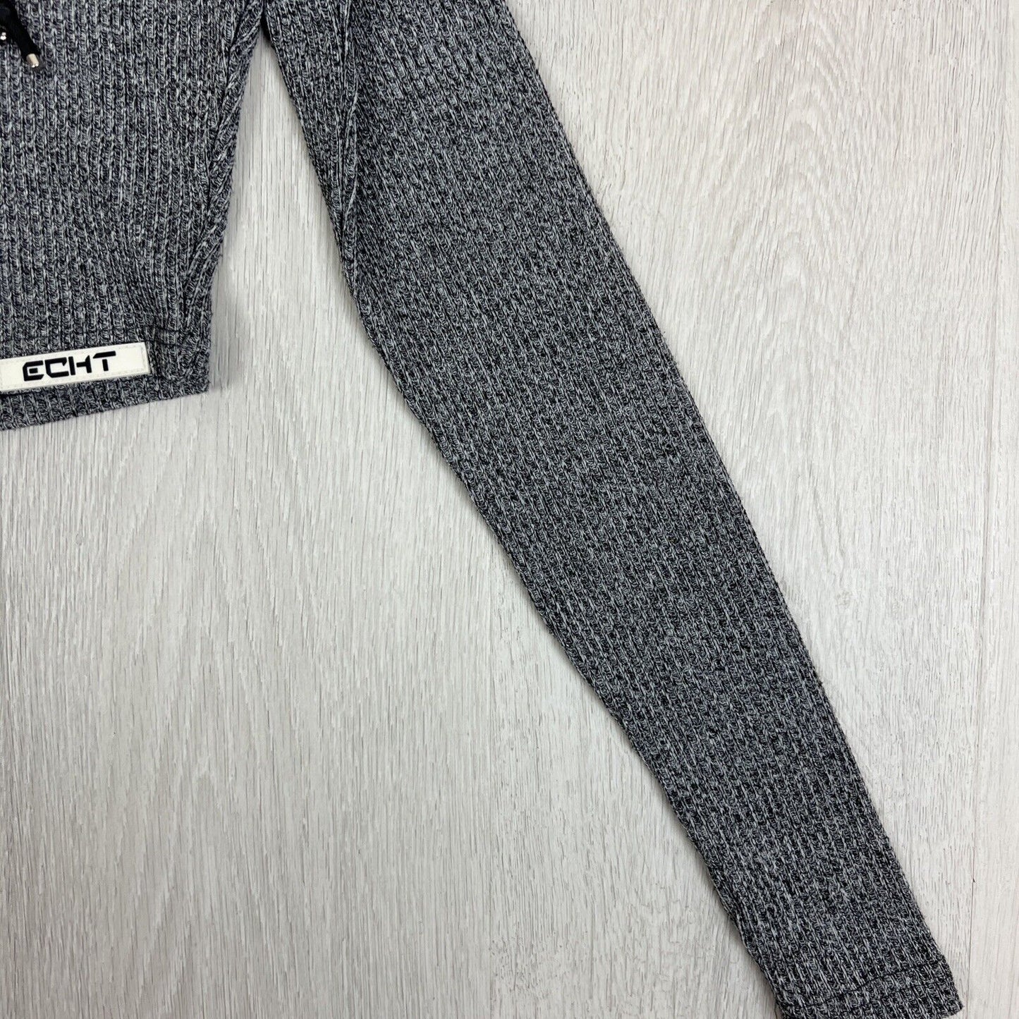 Echt Womens Cropped Ribbed Texture Pullover Hoodie Size Small