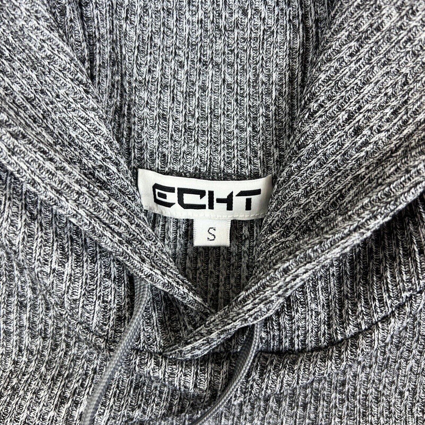 Echt Womens Cropped Ribbed Texture Pullover Hoodie Size Small
