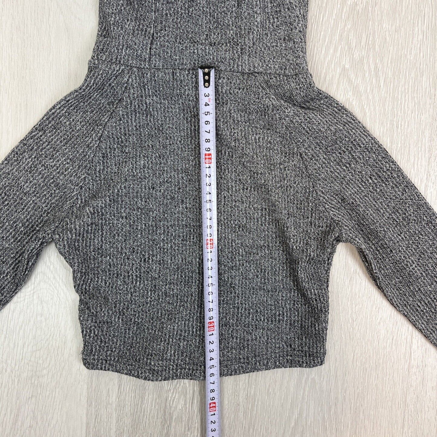 Echt Womens Cropped Ribbed Texture Pullover Hoodie Size Small