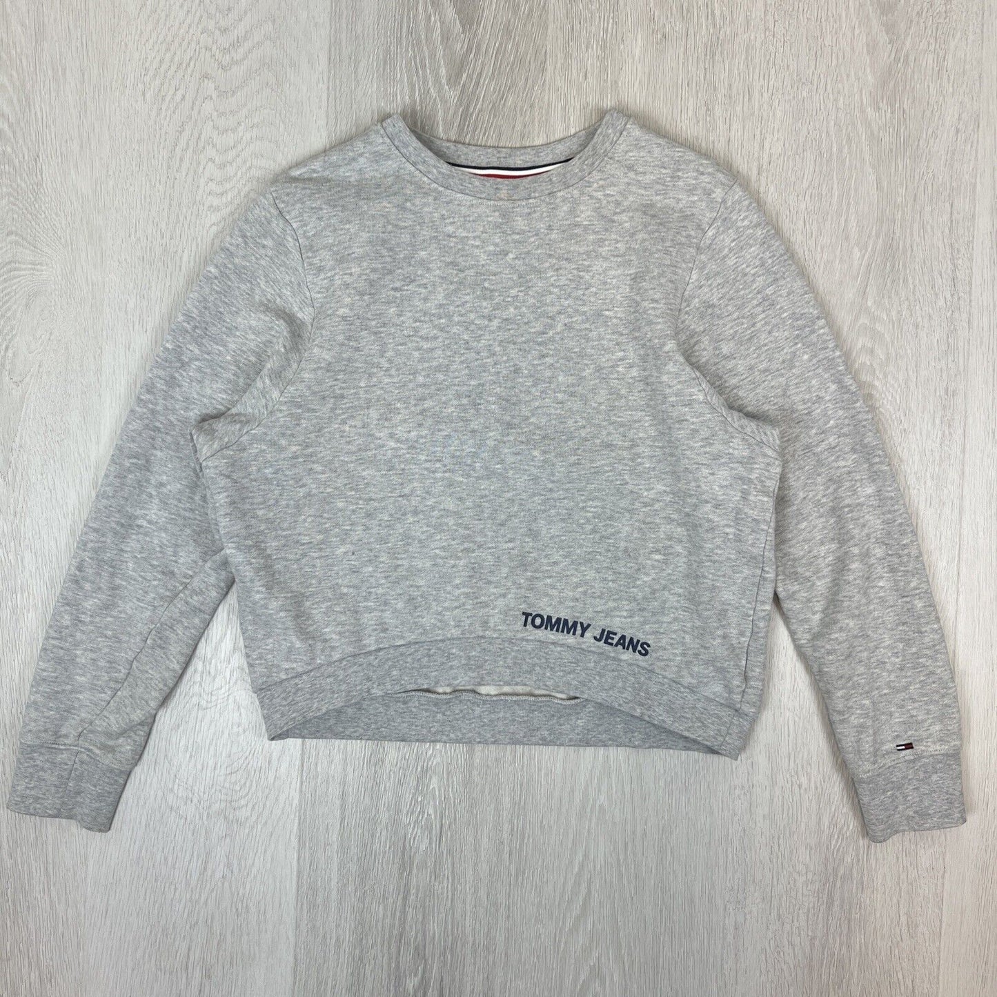 Tommy Hilfiger Womens Grey Cropped Oversized Pullover Sweatshirt Size 2XS