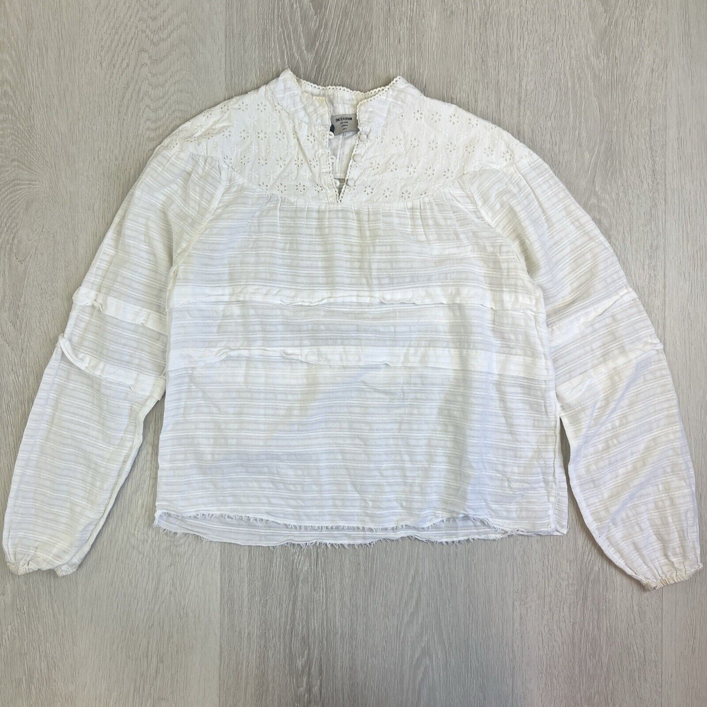 One Teaspoon Womens White Lacey Long Sleeve Top Blouse Size Small