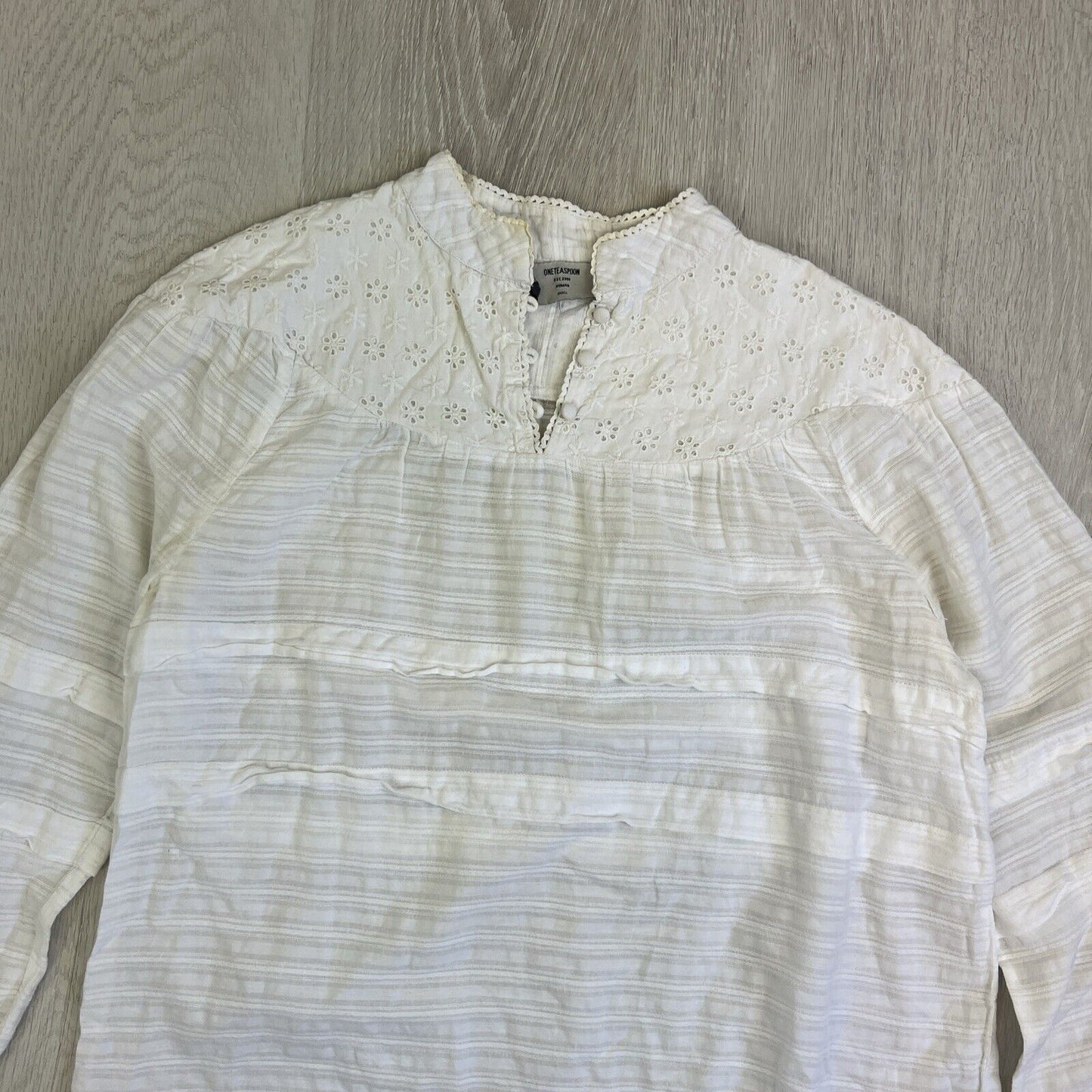 One Teaspoon Womens White Lacey Long Sleeve Top Blouse Size Small