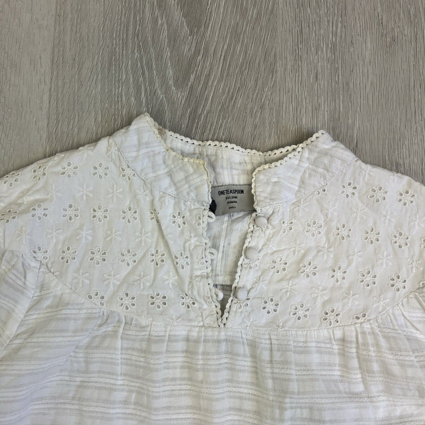 One Teaspoon Womens White Lacey Long Sleeve Top Blouse Size Small