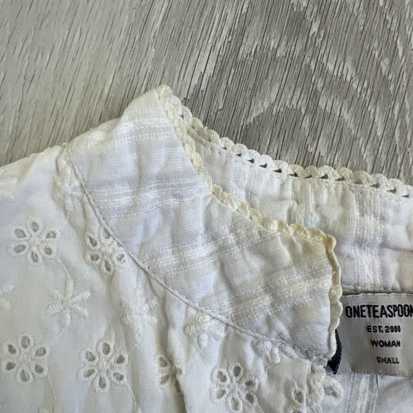 One Teaspoon Womens White Lacey Long Sleeve Top Blouse Size Small