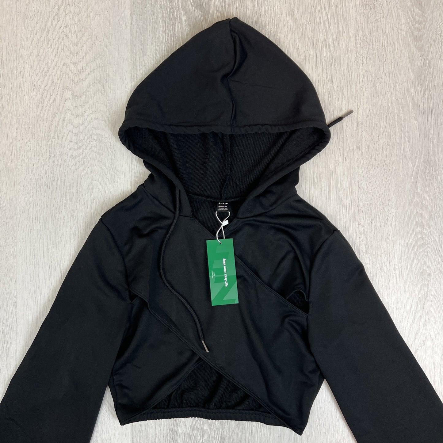Shein Womens Cropped Pullover Sweeping Front Hoodie Size Large (New)
