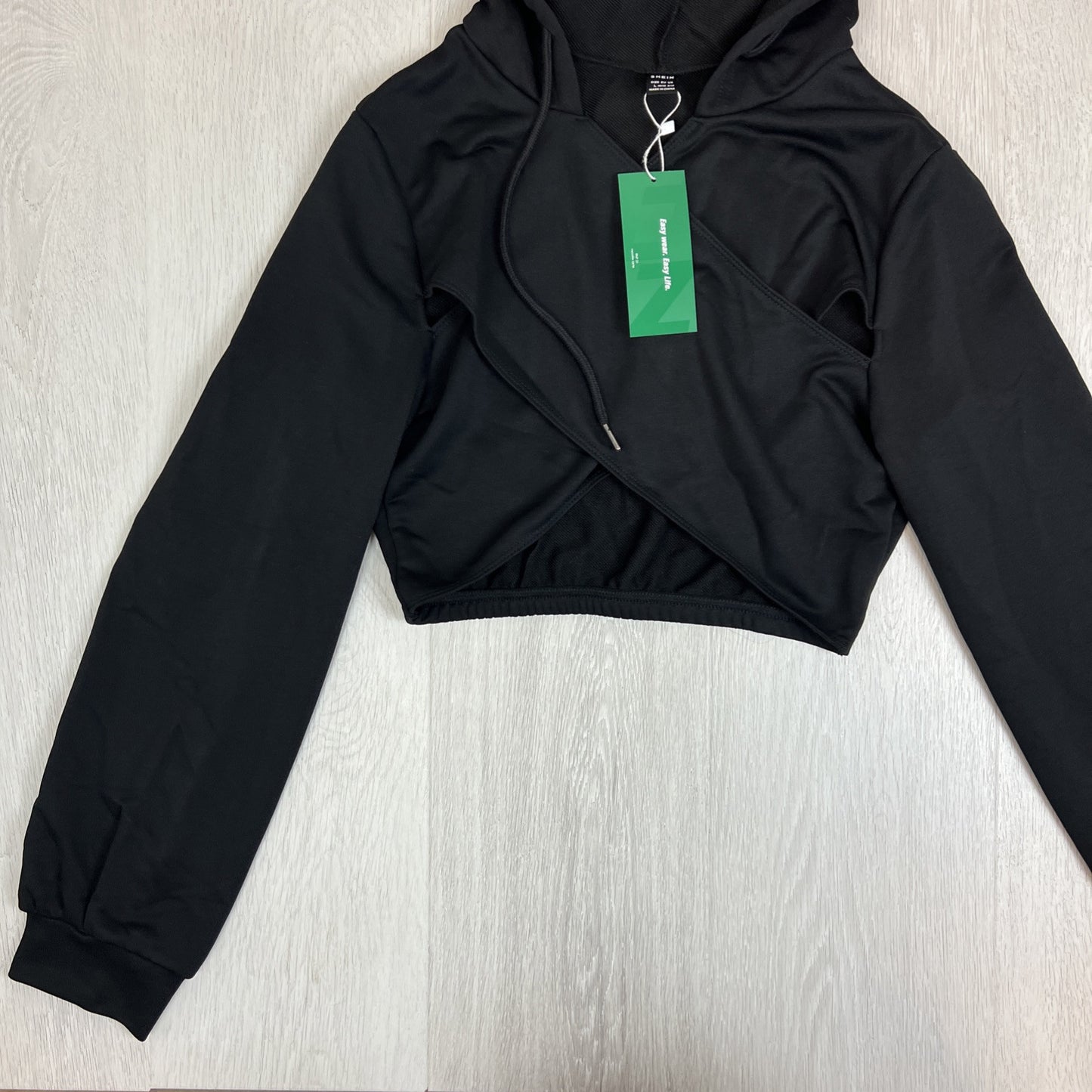 Shein Womens Cropped Pullover Sweeping Front Hoodie Size Large (New)
