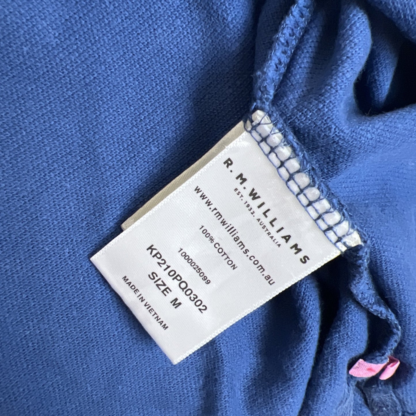 R.M. Williams Mens Regular Fit Blue Short Sleeve Polo Shirt Size Medium (Damaged