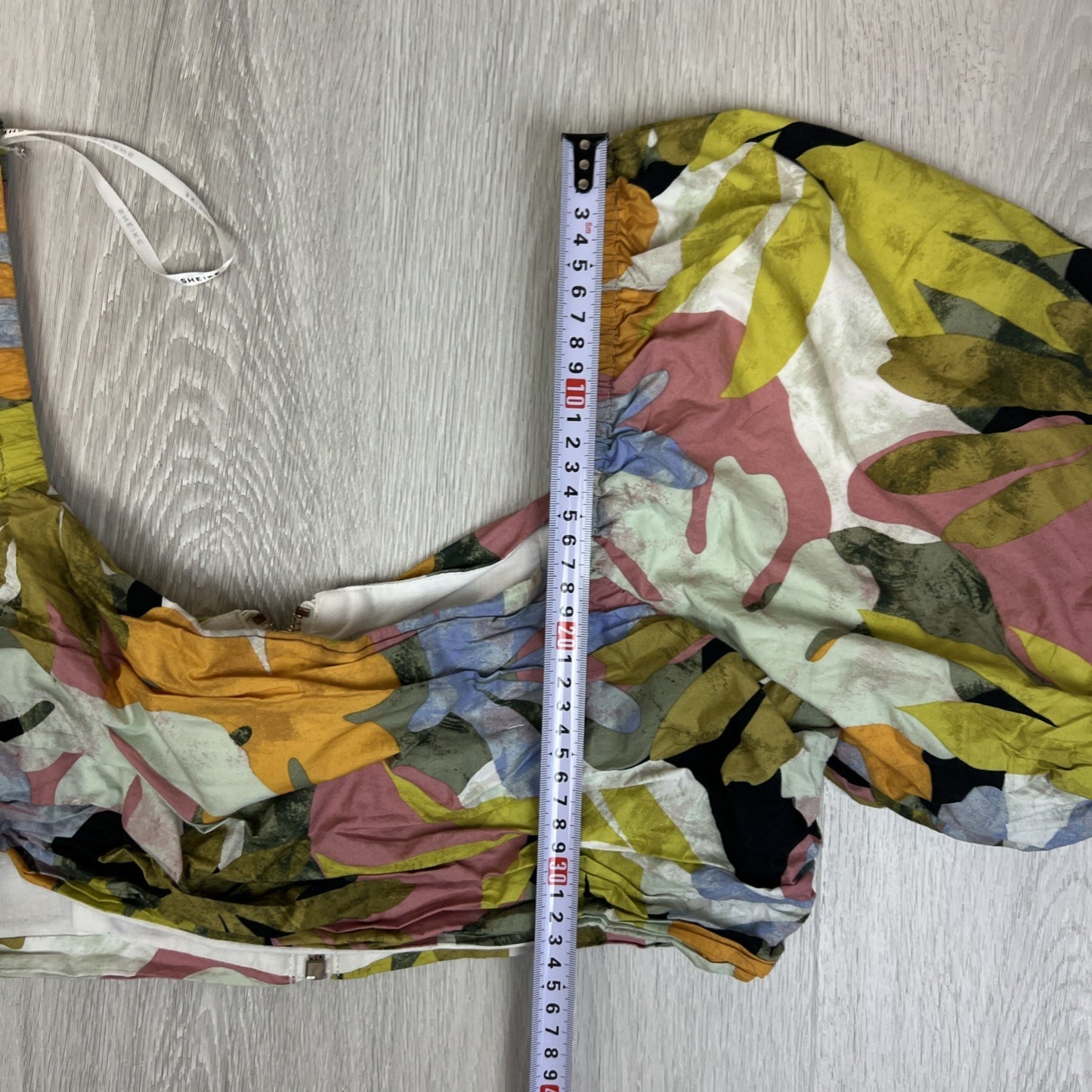 Sheike Womens Floral Pattern Cotton Puff Sleeve Cropped Blouse Top Size 16