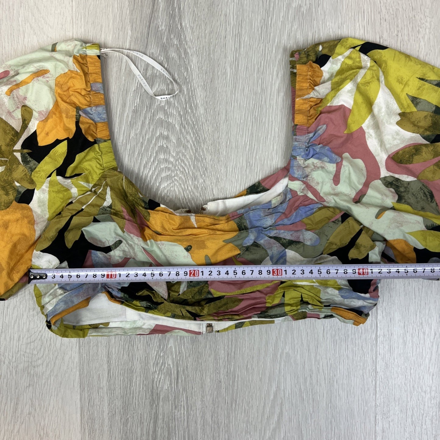 Sheike Womens Floral Pattern Cotton Puff Sleeve Cropped Blouse Top Size 16