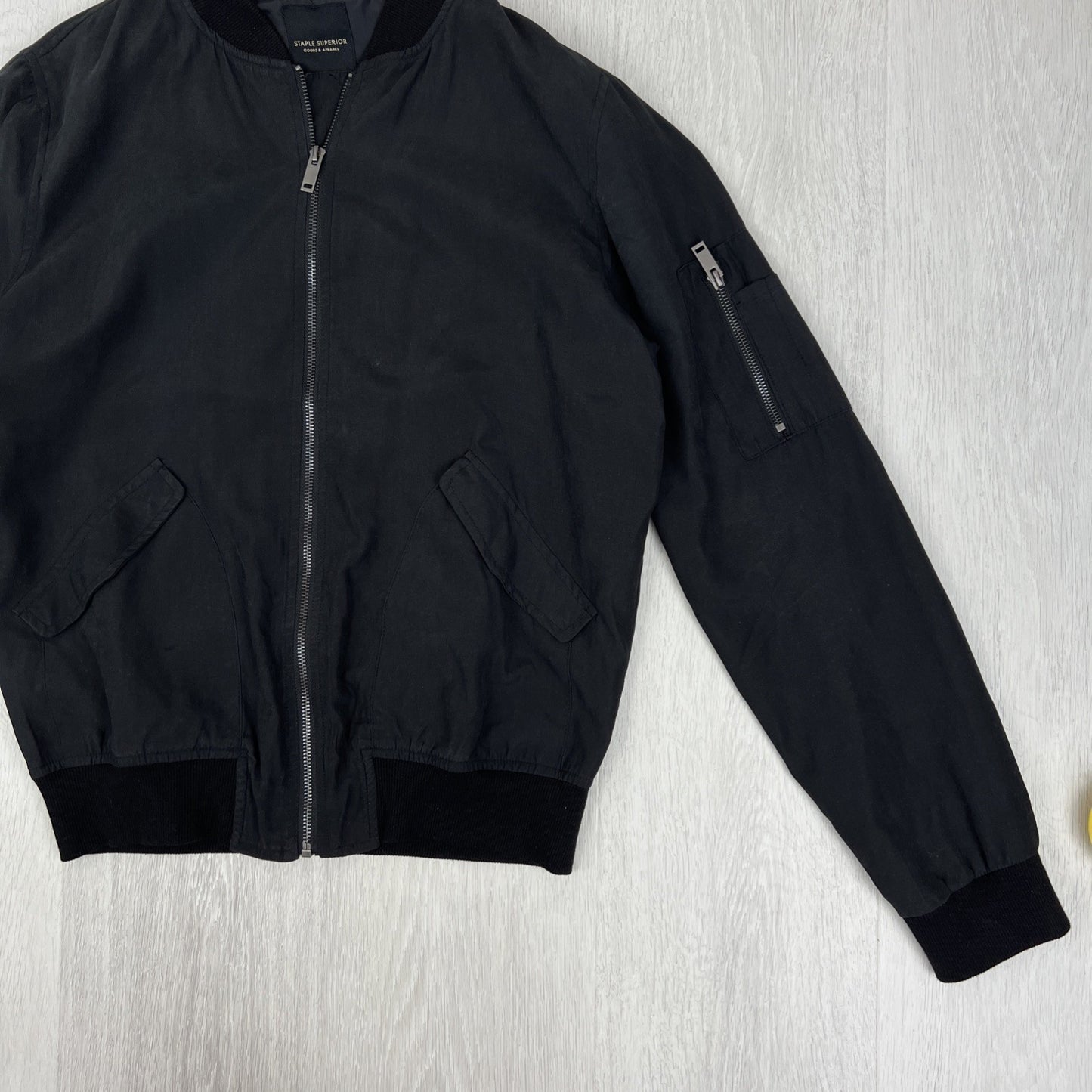 Staple Superior Mens Black Full Zip Bomber Jacket Size Small