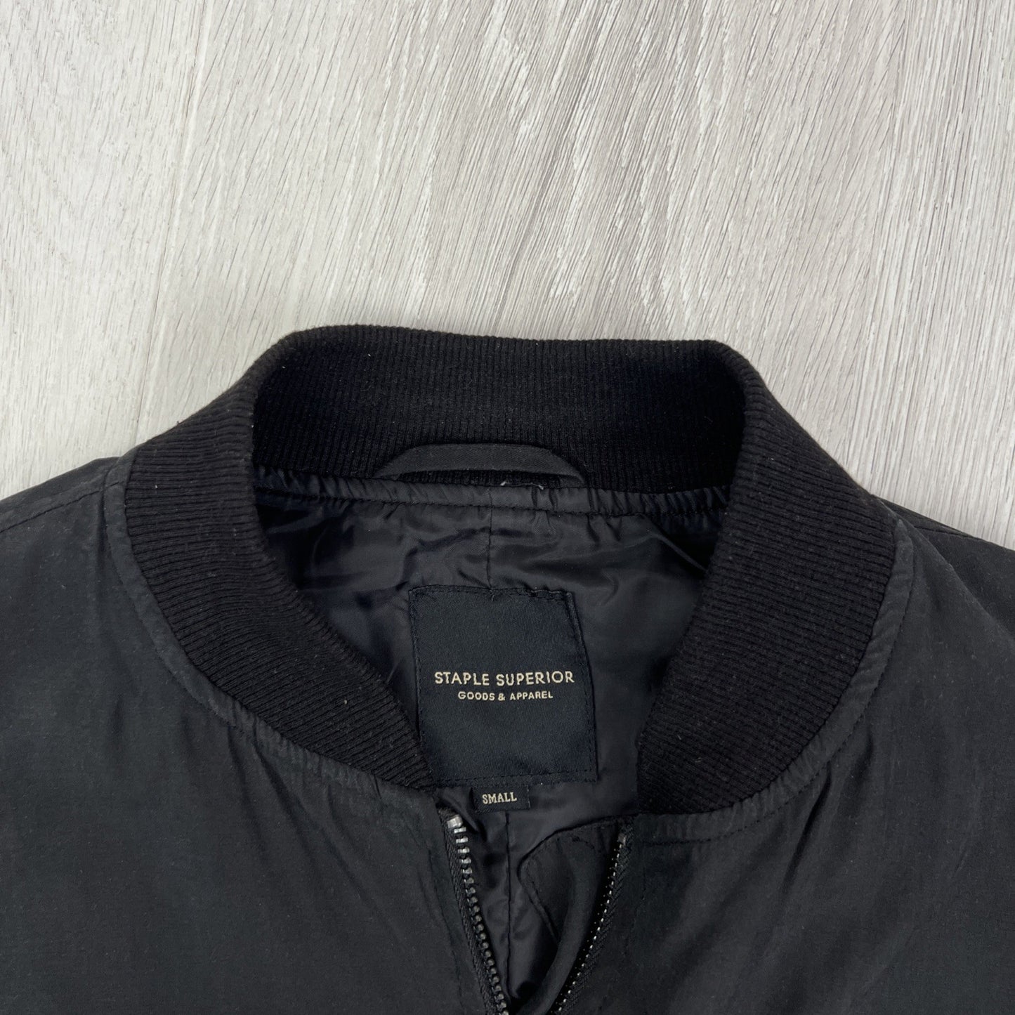 Staple Superior Mens Black Full Zip Bomber Jacket Size Small
