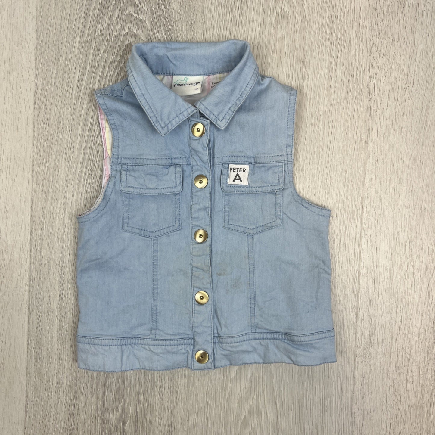 Peter Alexander Girls Light Wash Denim Vest Size 4 Years