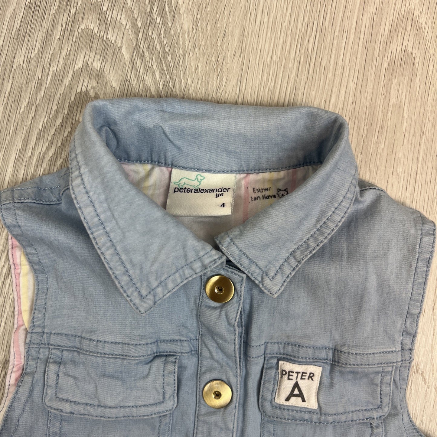 Peter Alexander Girls Light Wash Denim Vest Size 4 Years