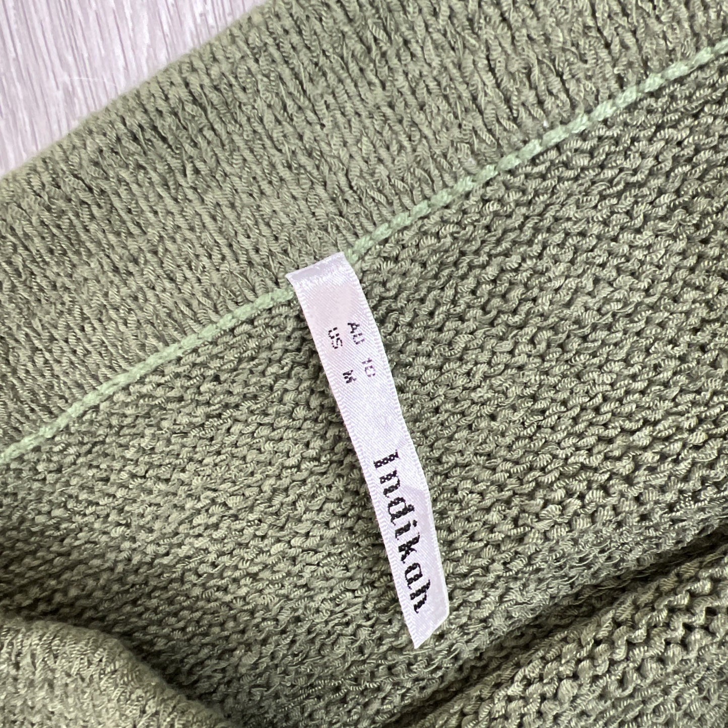 Indikah Womens Green Knitted Side Slit Boho Skirt Size M / 10 AU